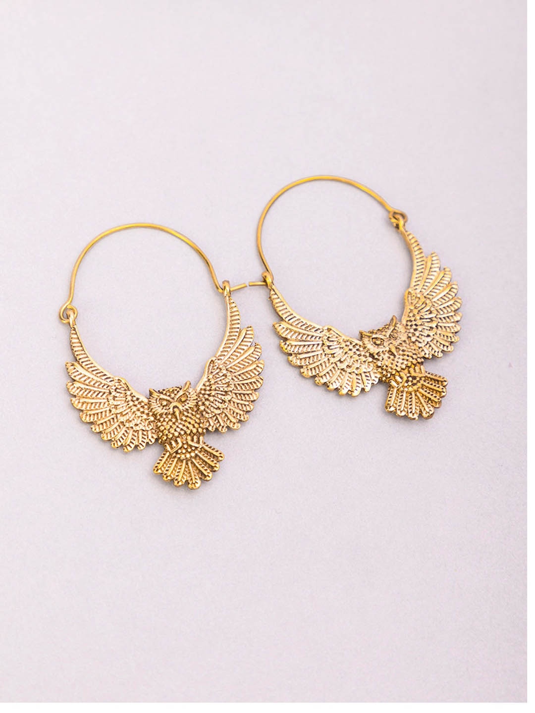 

Studio One Love Brass-Plated Contemporary Hoop Earrings, Gold