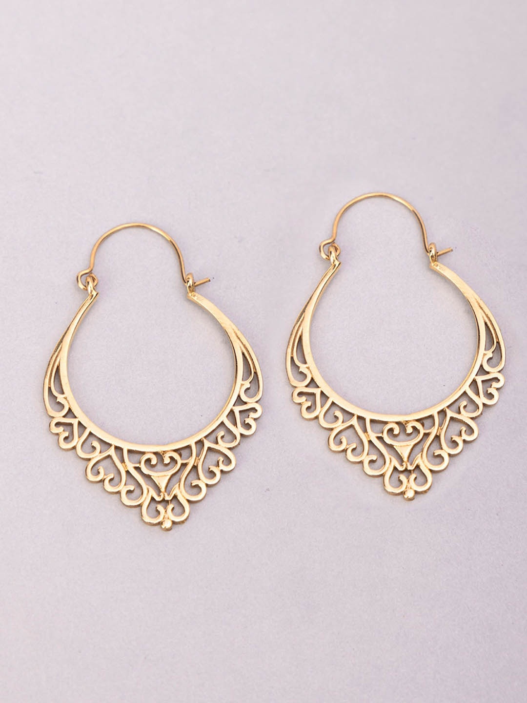 

Studio One Love Brass-Plated Contemporary Hoop Earrings, Gold