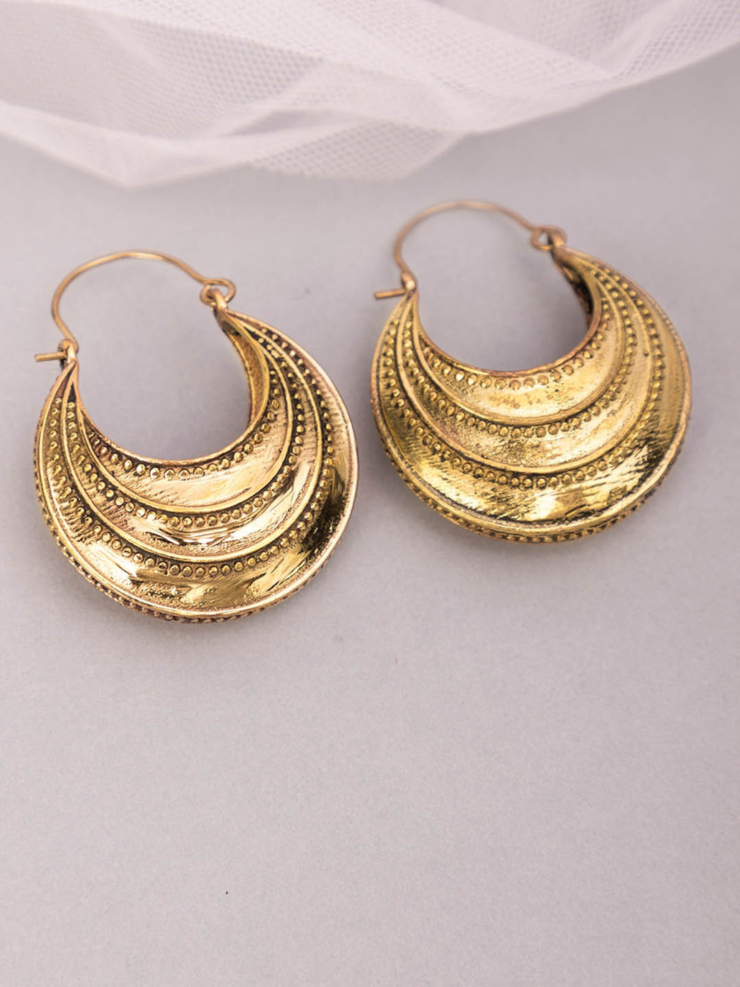 

Studio One Love Brass-Plated Contemporary Hoop Earrings, Gold