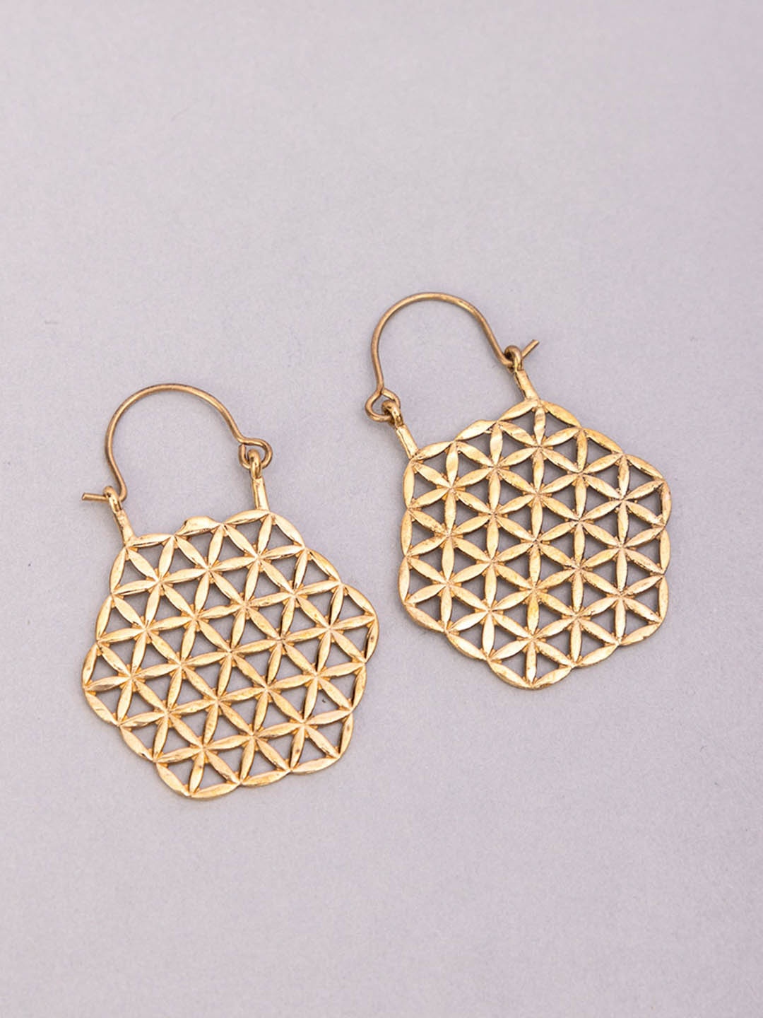 

Studio One Love Brass-Plated Contemporary Hoop Earrings, Gold