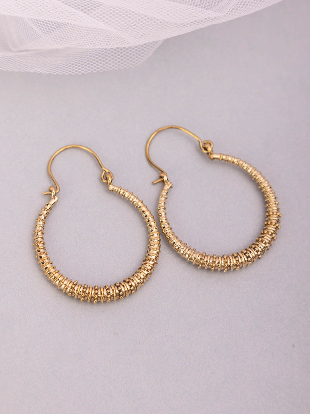 

Studio One Love Brass-Toned Contemporary Hoop Earrings, Gold