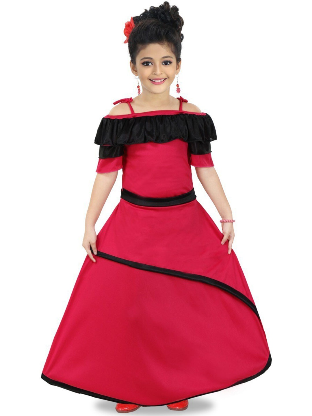 

BAESD Girls Off-Shoulder Ruffles Fit & Flare Dress, Pink