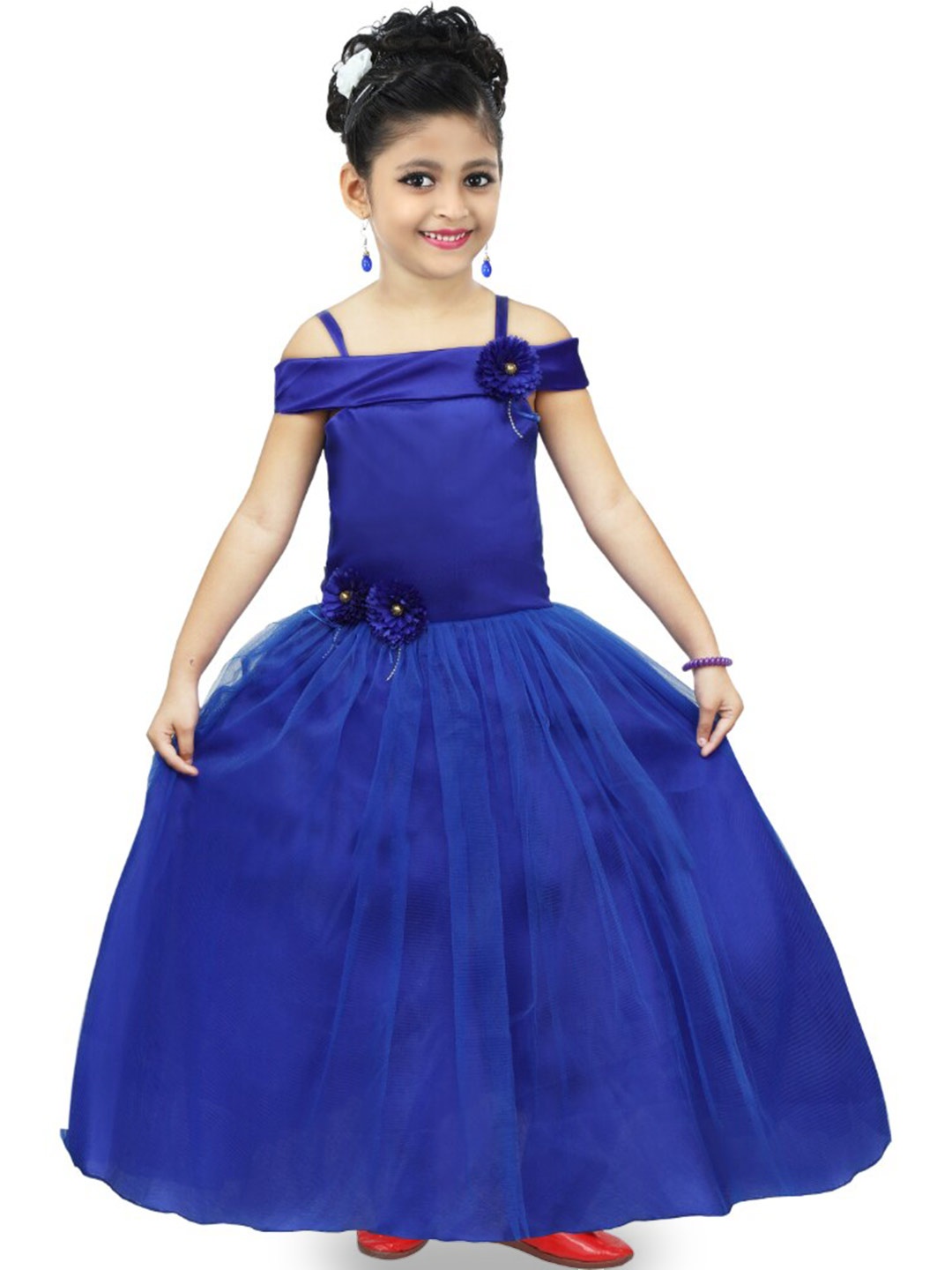 

BAESD Girls Shoulder Strap Satin Maxi Dress, Blue