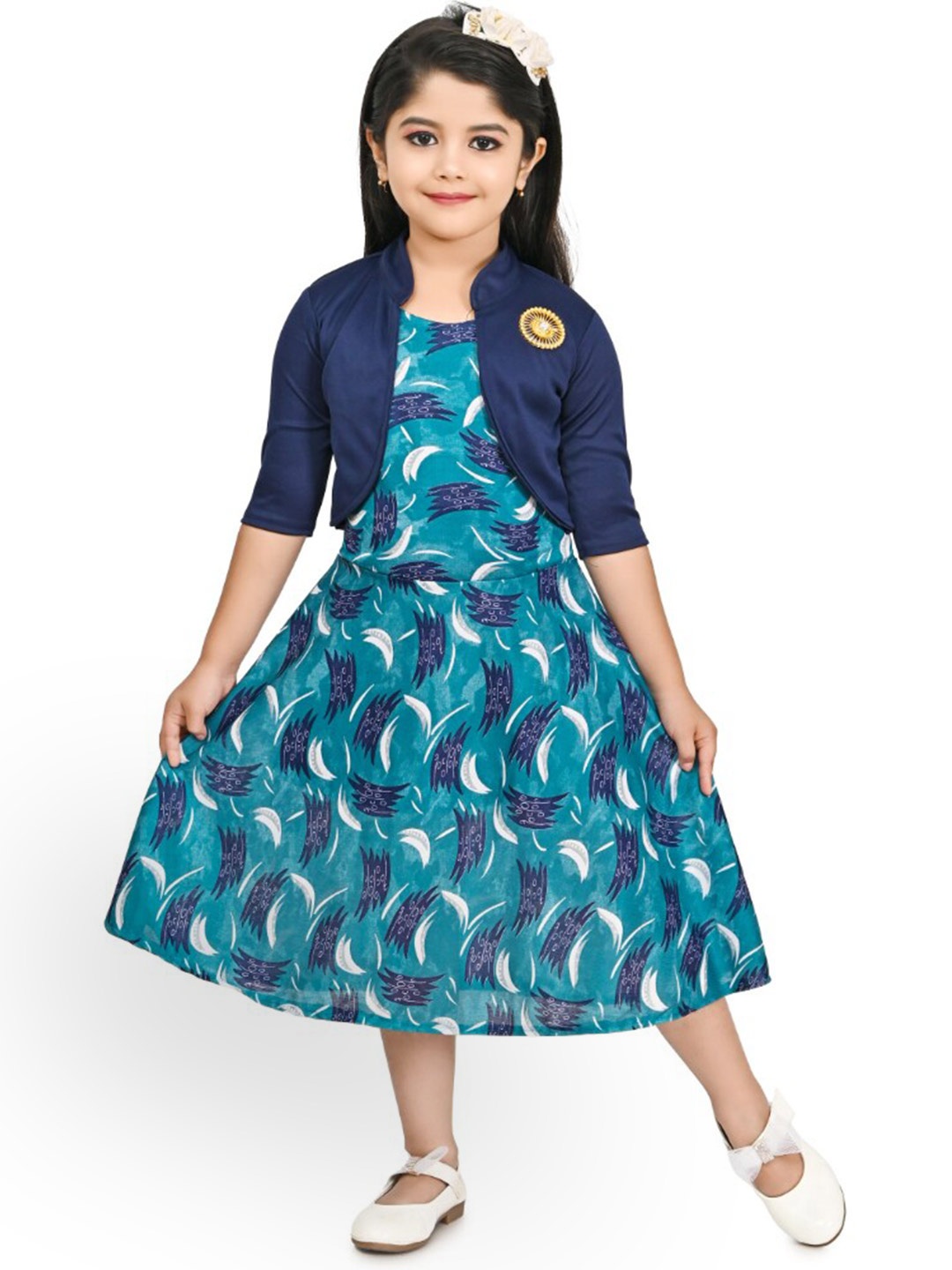 

BAESD Green Floral Print A-Line Midi Dress