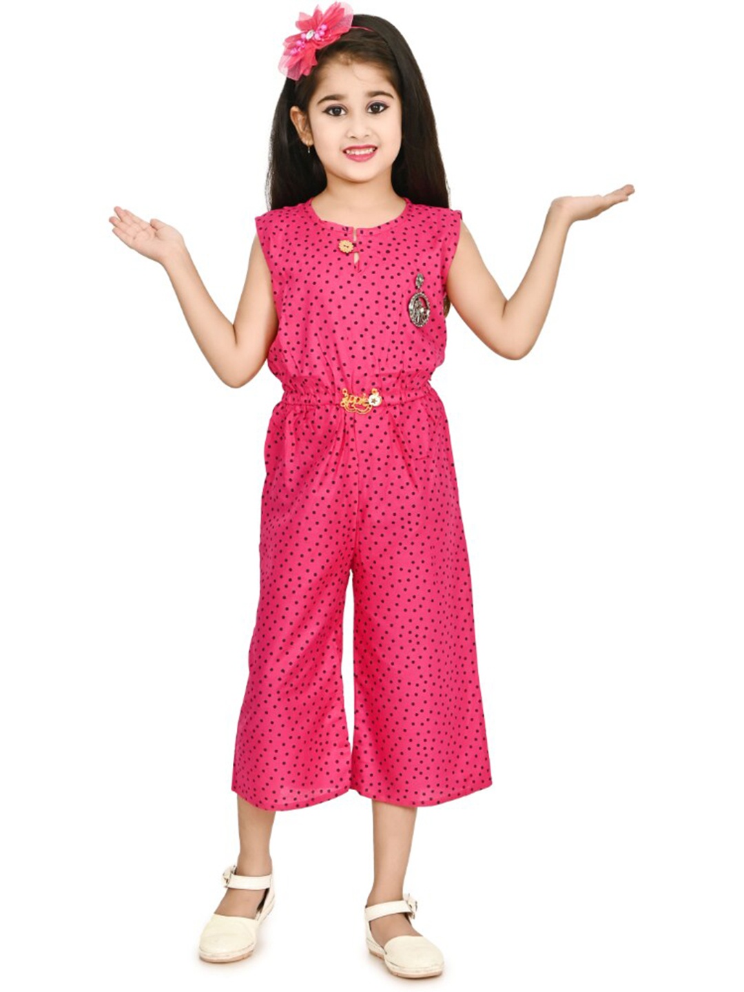 

BAESD Girls Printed Sleeveless Basic Jumpsuit, Pink