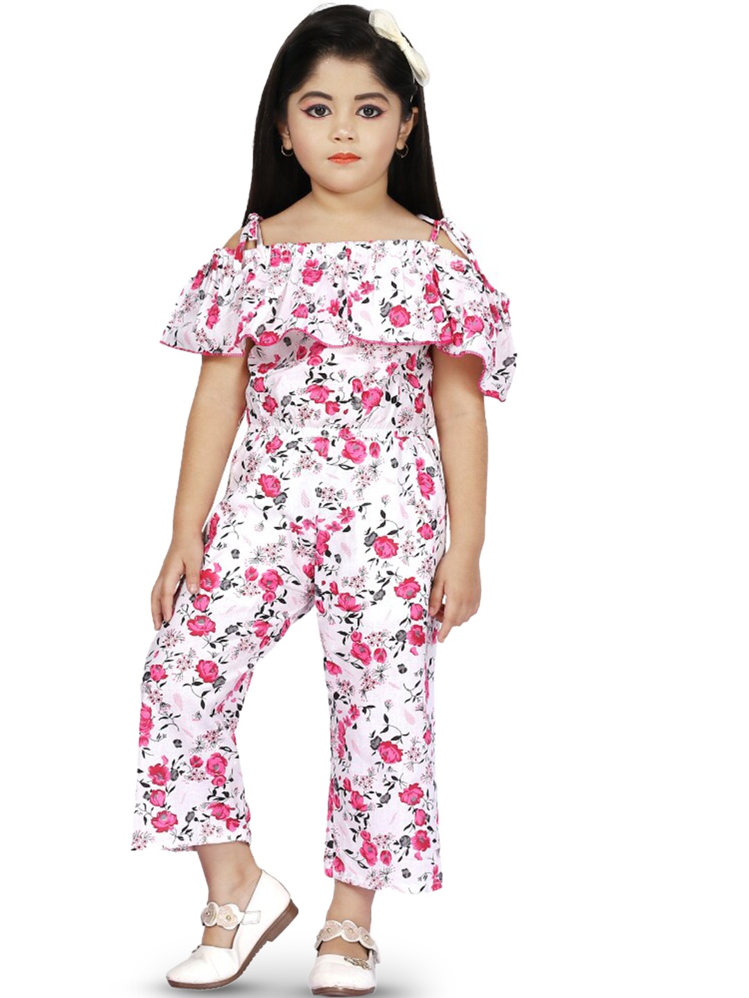 BAESD Girls Printed Shoulder-Straps Basic Jumpsuit, Pink