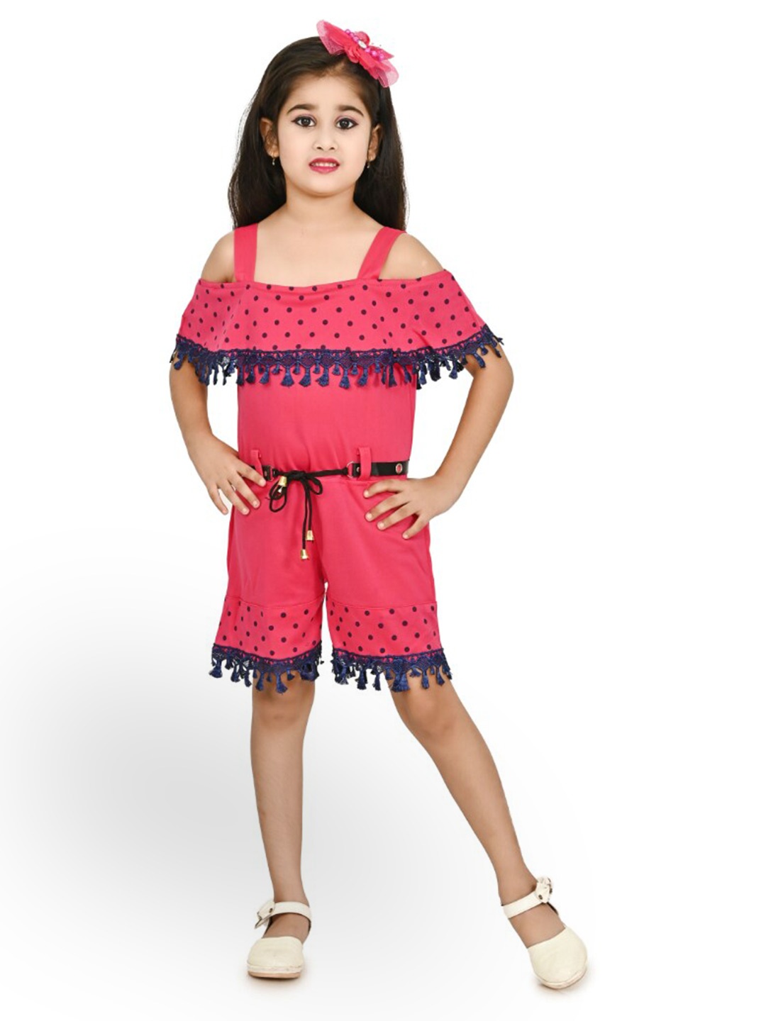 

BAESD Girls Cold-Shoulder Printed Jumpsuit, Pink
