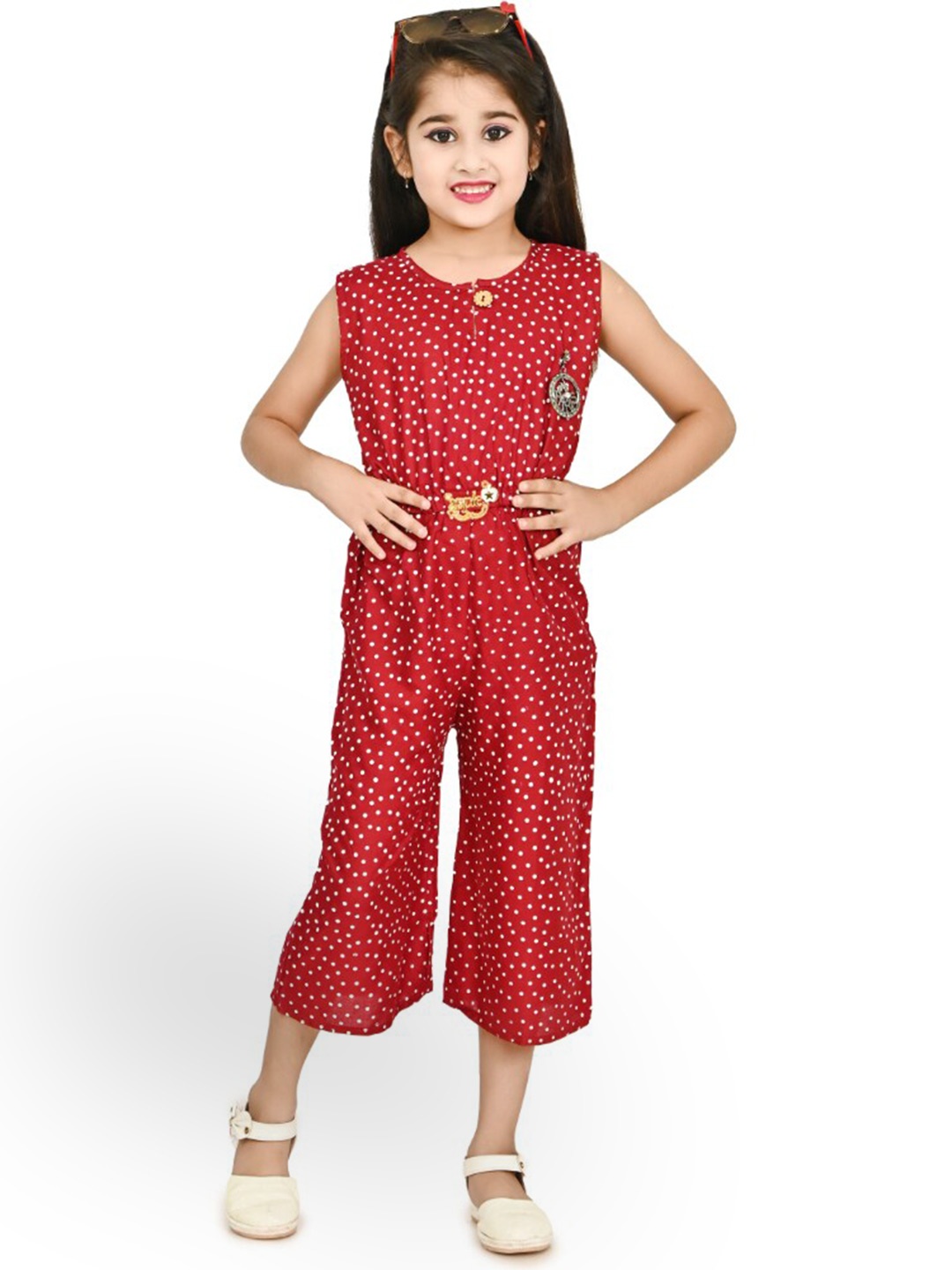 

BAESD Girls Printed Sleeveless Basic Jumpsuit, Maroon
