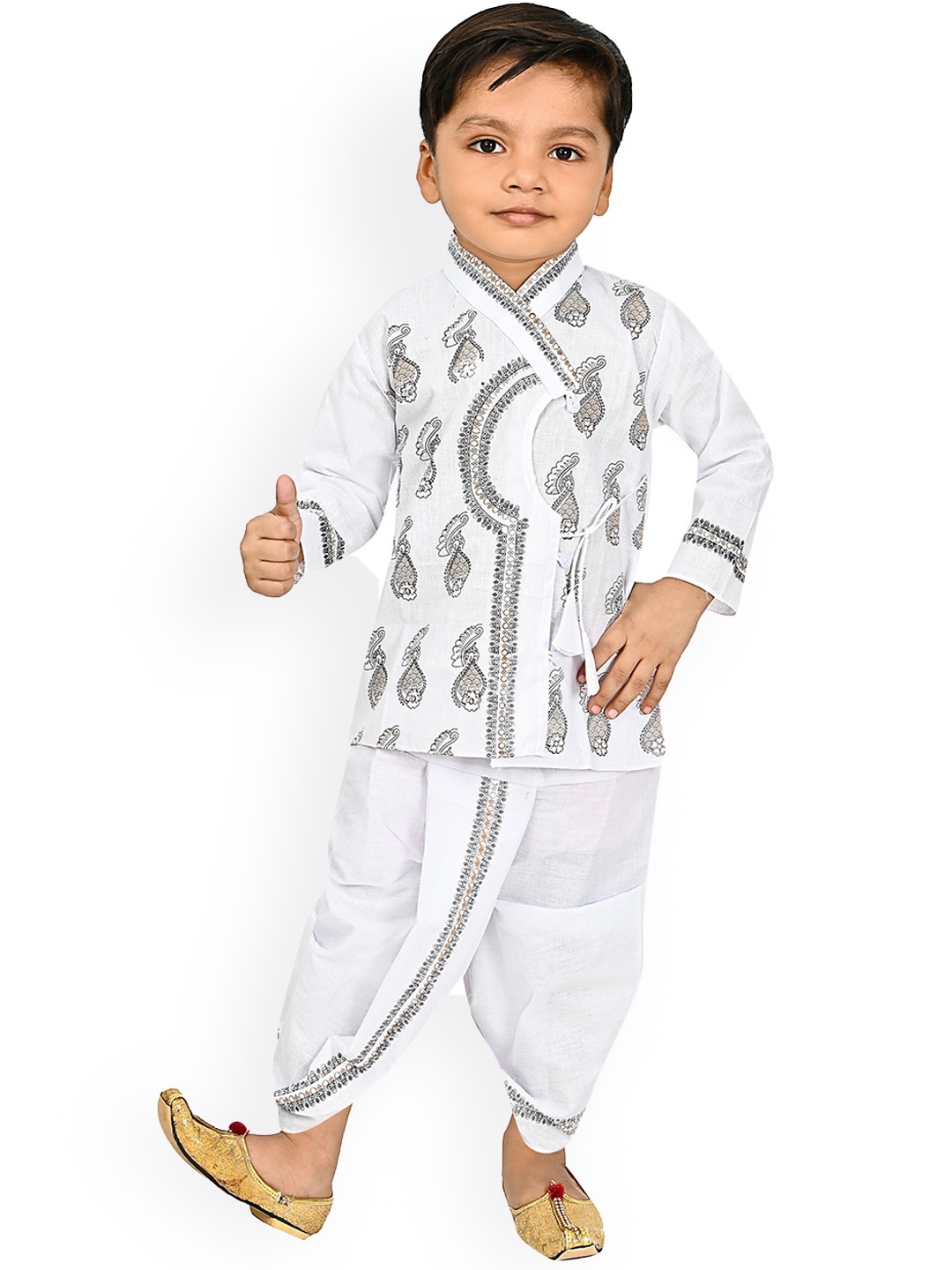 

BAESD Boys Ethnic Motifs Printed Regular Kurta with Dhoti Pants, White