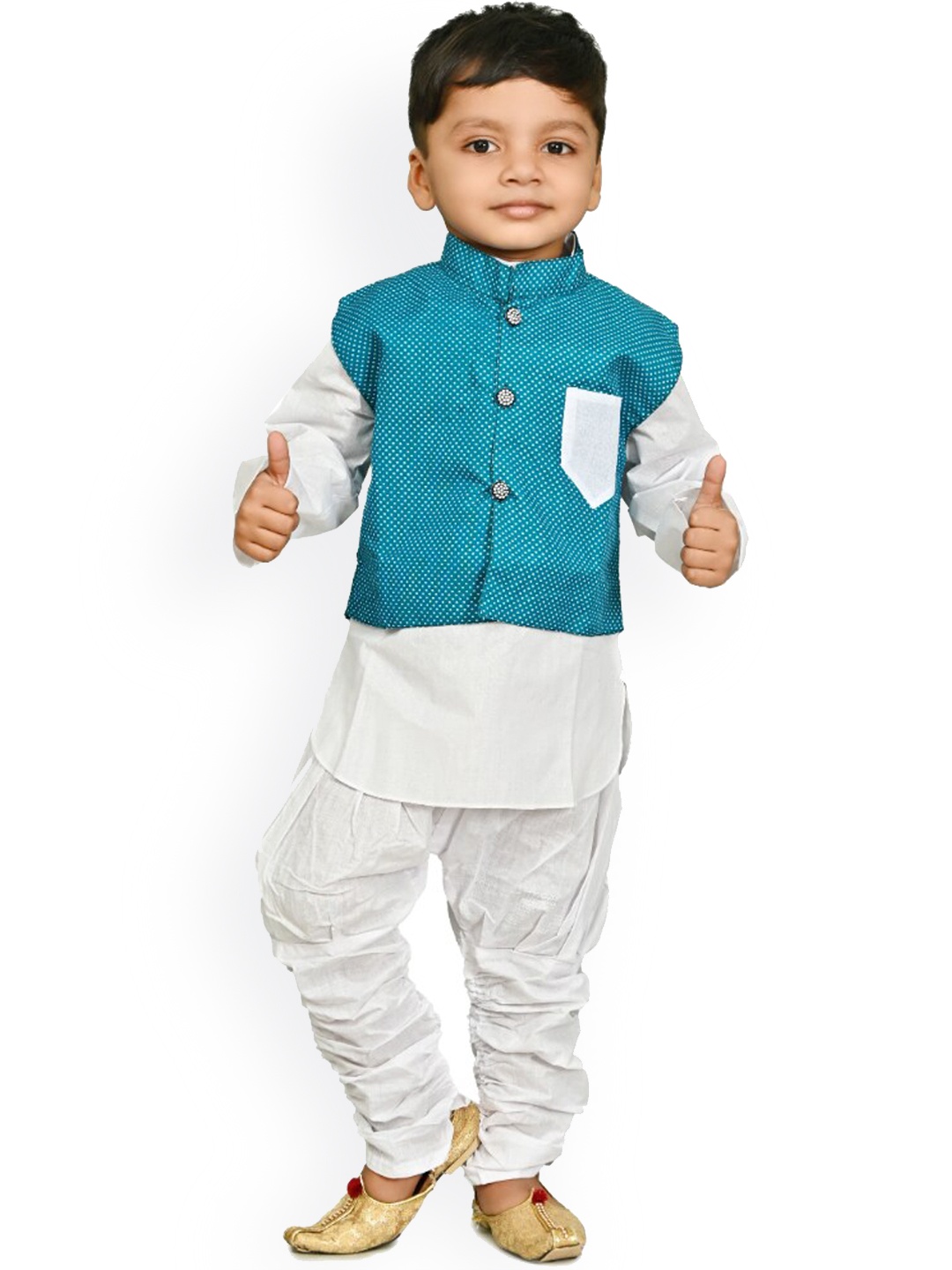 

BAESD Boys Regular Kurta with Pyjamas & Nehru Jacket, White