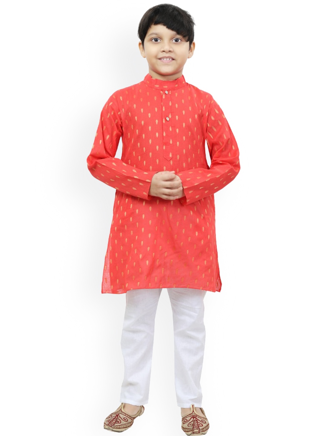 

BAESD Boys Ethnic Motifs Printed Regular Kurta With Pyjamas, Red