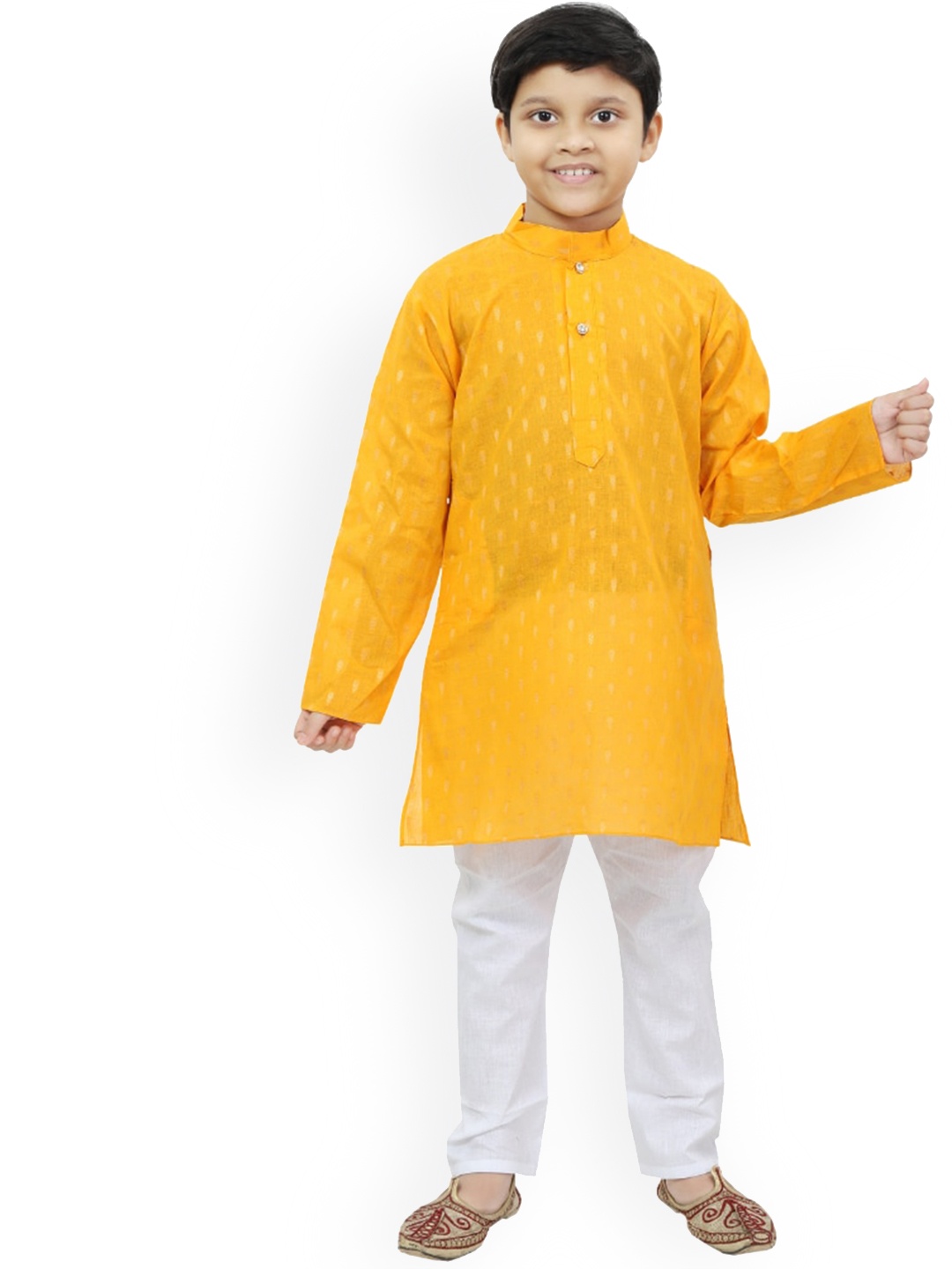 

BAESD Boys Ethnic Motifs Printed Regular Kurta with Pyjamas, Yellow