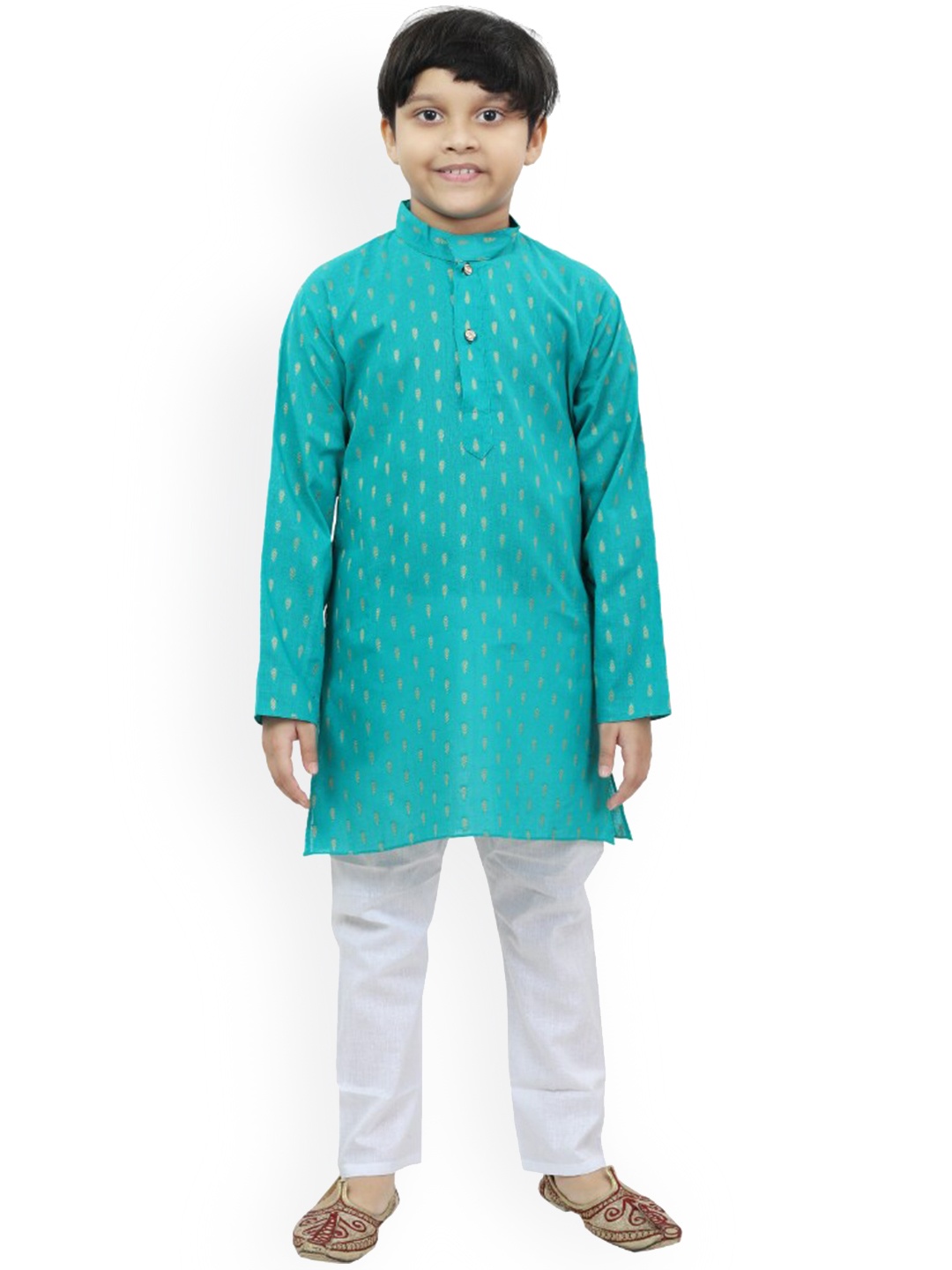 

BAESD Boys Ethnic Motifs Printed Regular Kurta with Pyjamas, Green