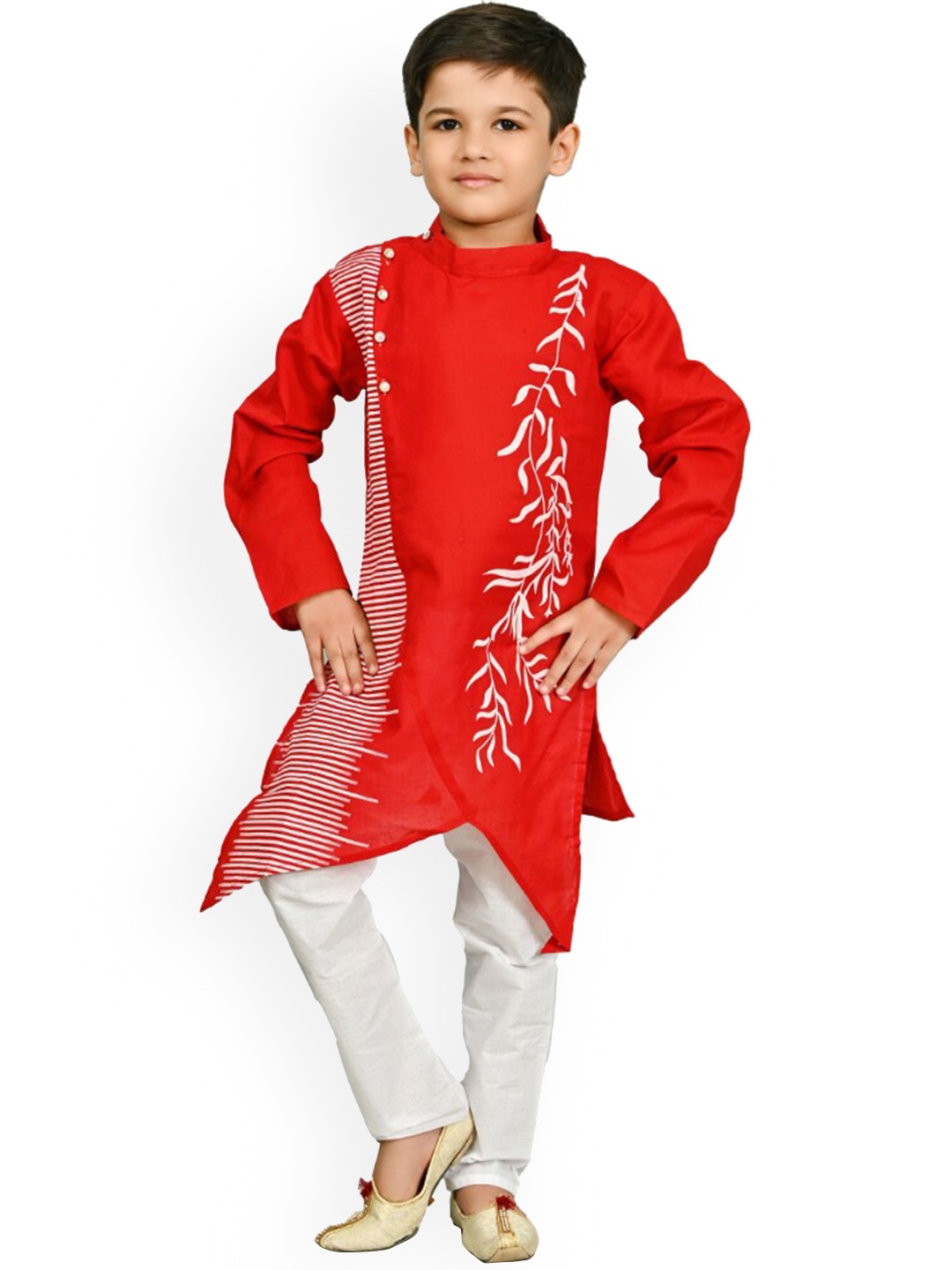 

BAESD Boys Floral Printed Regular Kurta with Pyjamas, Red