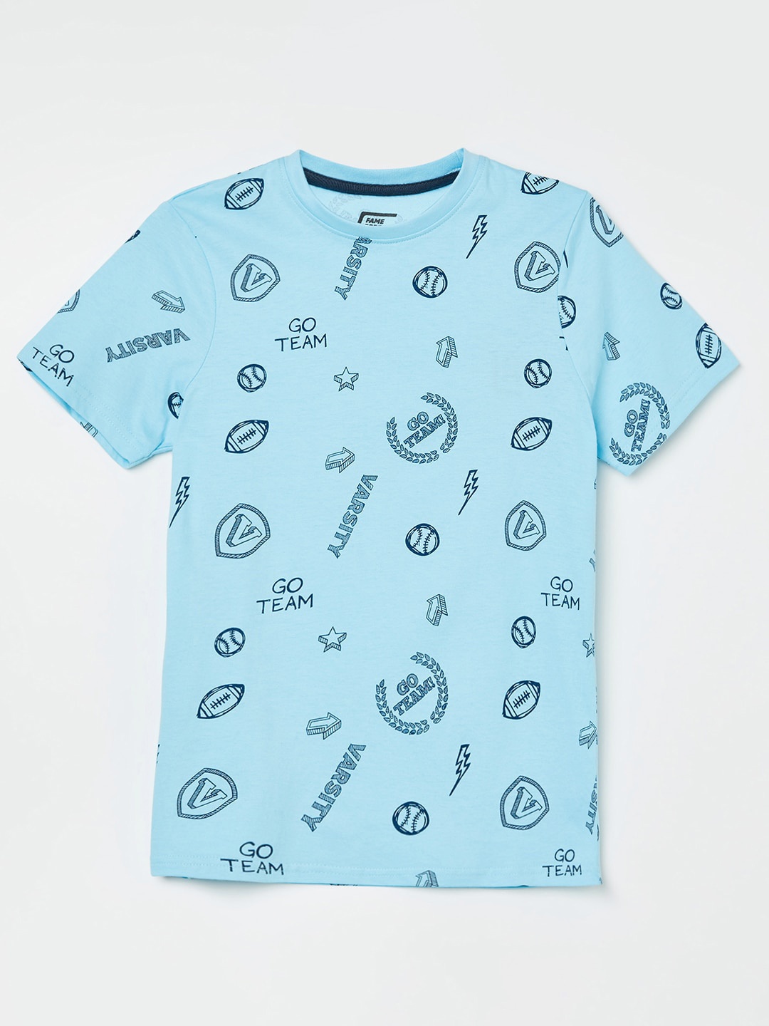 

Fame Forever by Lifestyle Boys Conversational Printed Round Neck Pure Cotton T-shirt, Blue
