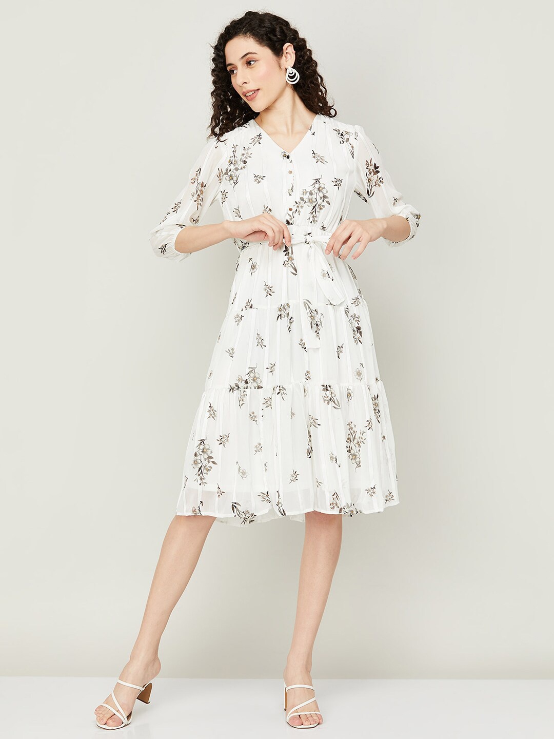 

CODE by Lifestyle Floral Printed A-Line Dress, White