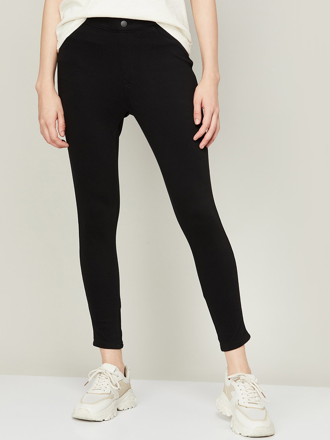 

Fame Forever by Lifestyle Women Mid-Rise Cotton Trousers, Black