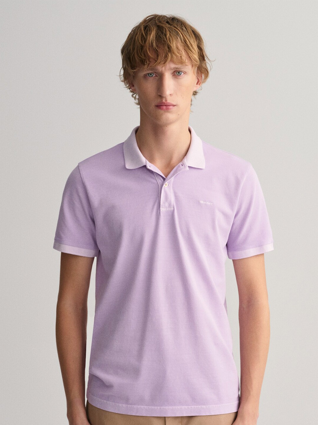

GANT Polo Collar Short Sleeves Pure Cotton T-shirt, Purple