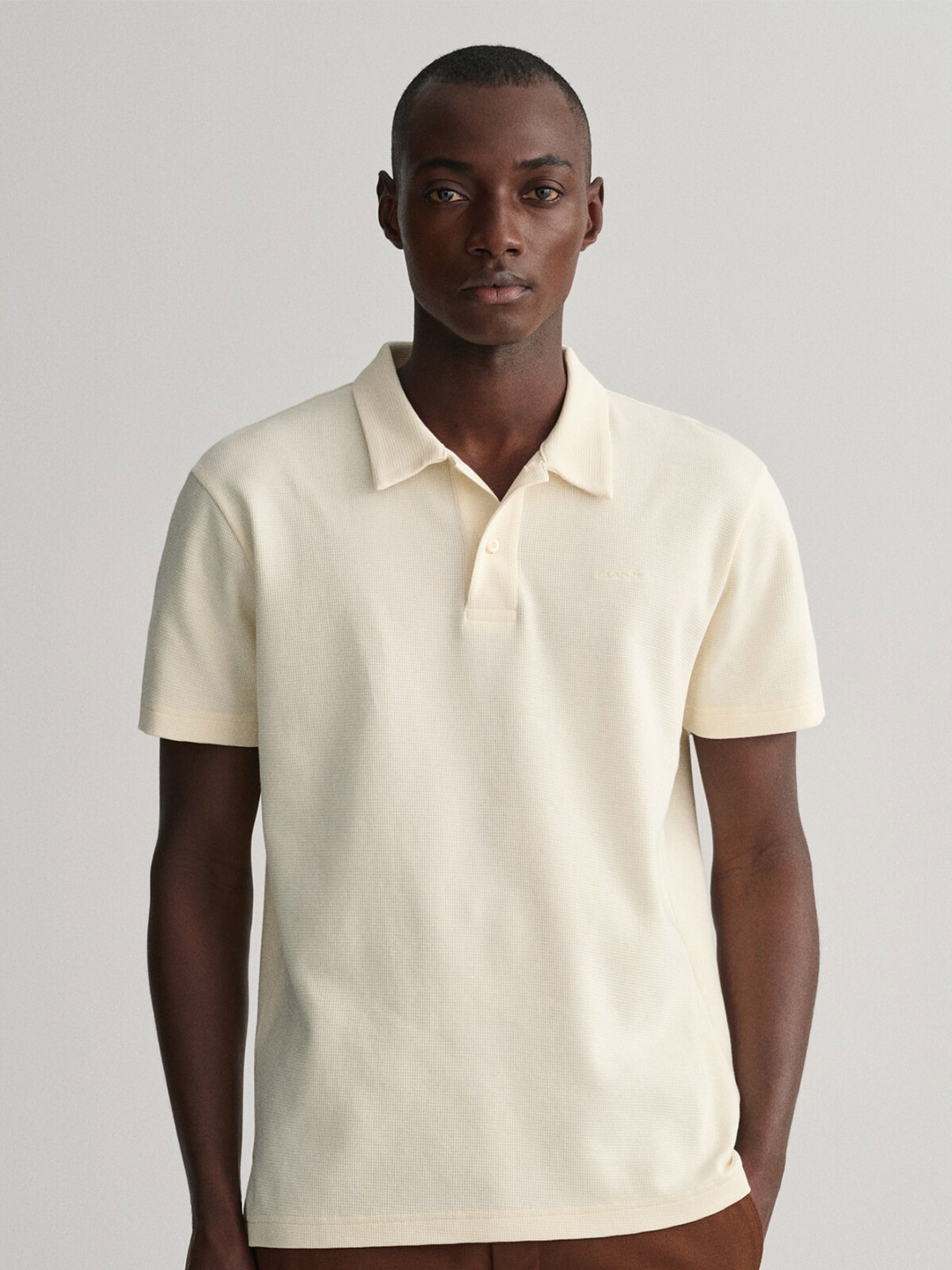 

GANT Polo Collar Short Sleeves Pure Cotton T-shirt, Cream