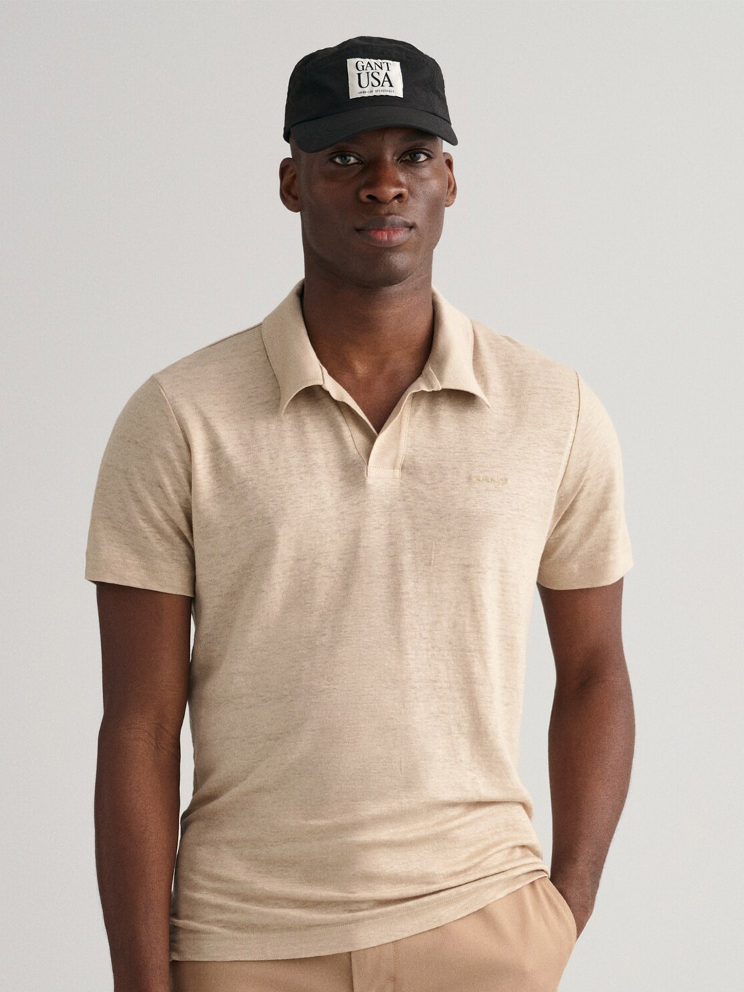 

GANT Polo Collar Pure Linen T-shirt, Beige