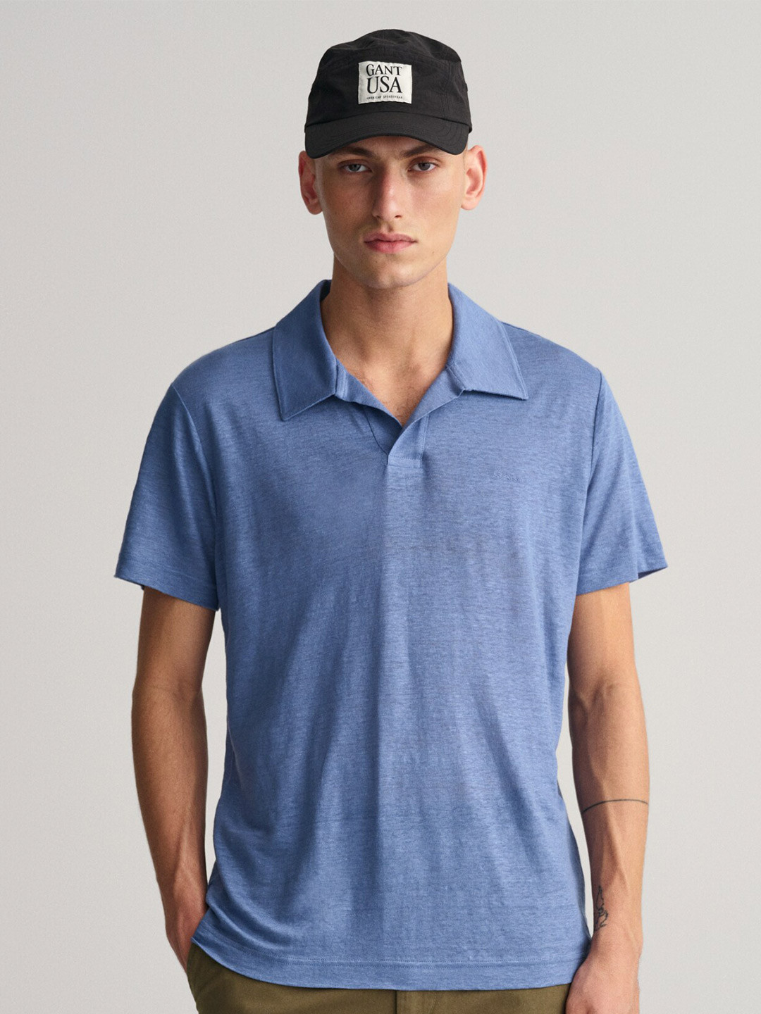 

GANT Polo Collar Short Sleeves Pure Linen T-shirt, Blue