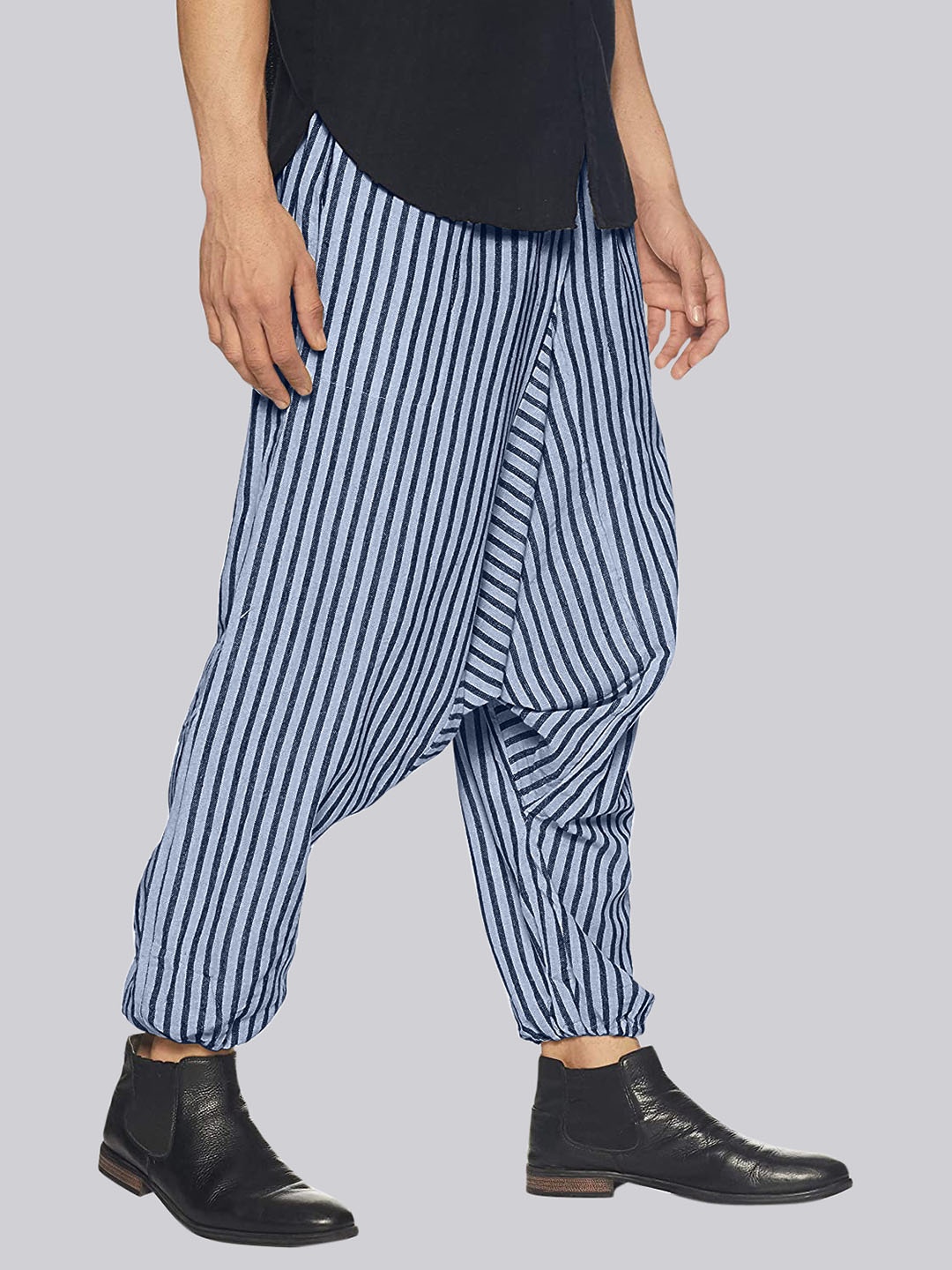 

Fressia Fabrics Striped Pure Cotton Harem Pants, Blue