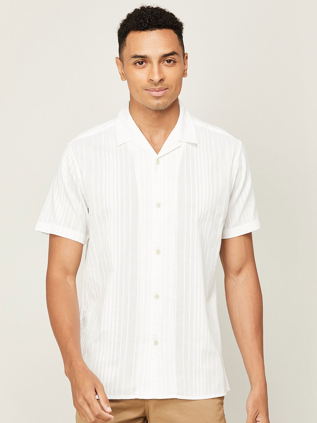 

Melange by Lifestyle Opaque Vertical Striped Casual Shirt, White