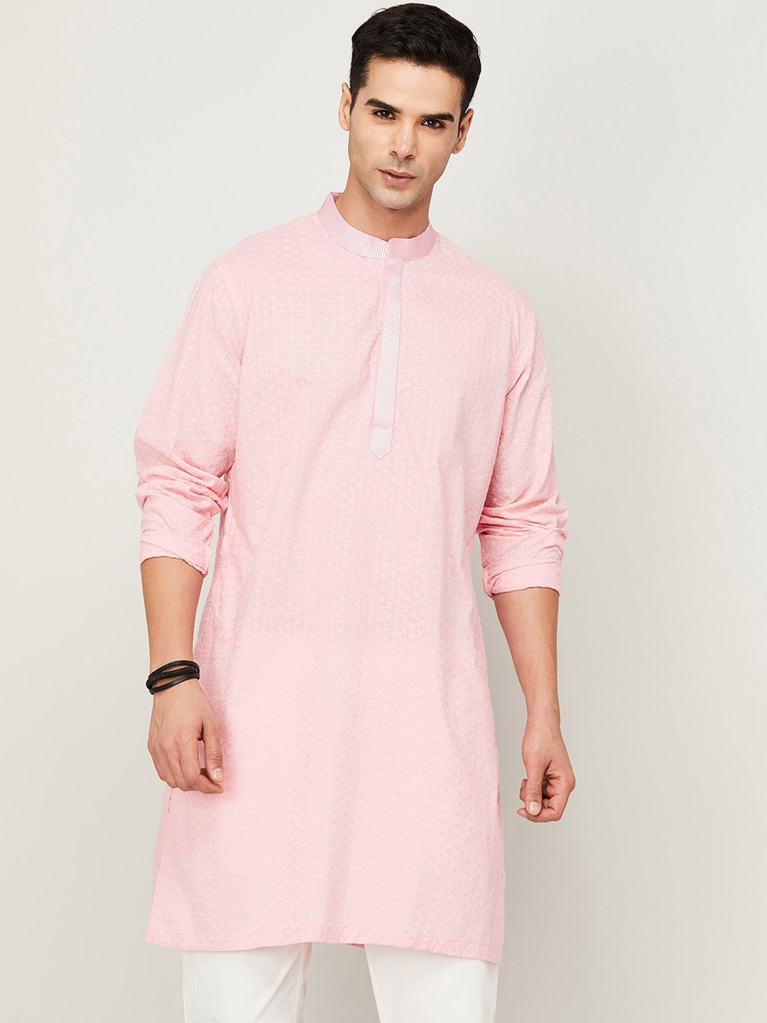 

Melange by Lifestyle Ethnic Motifs Embroidered Cotton Kurta, Pink