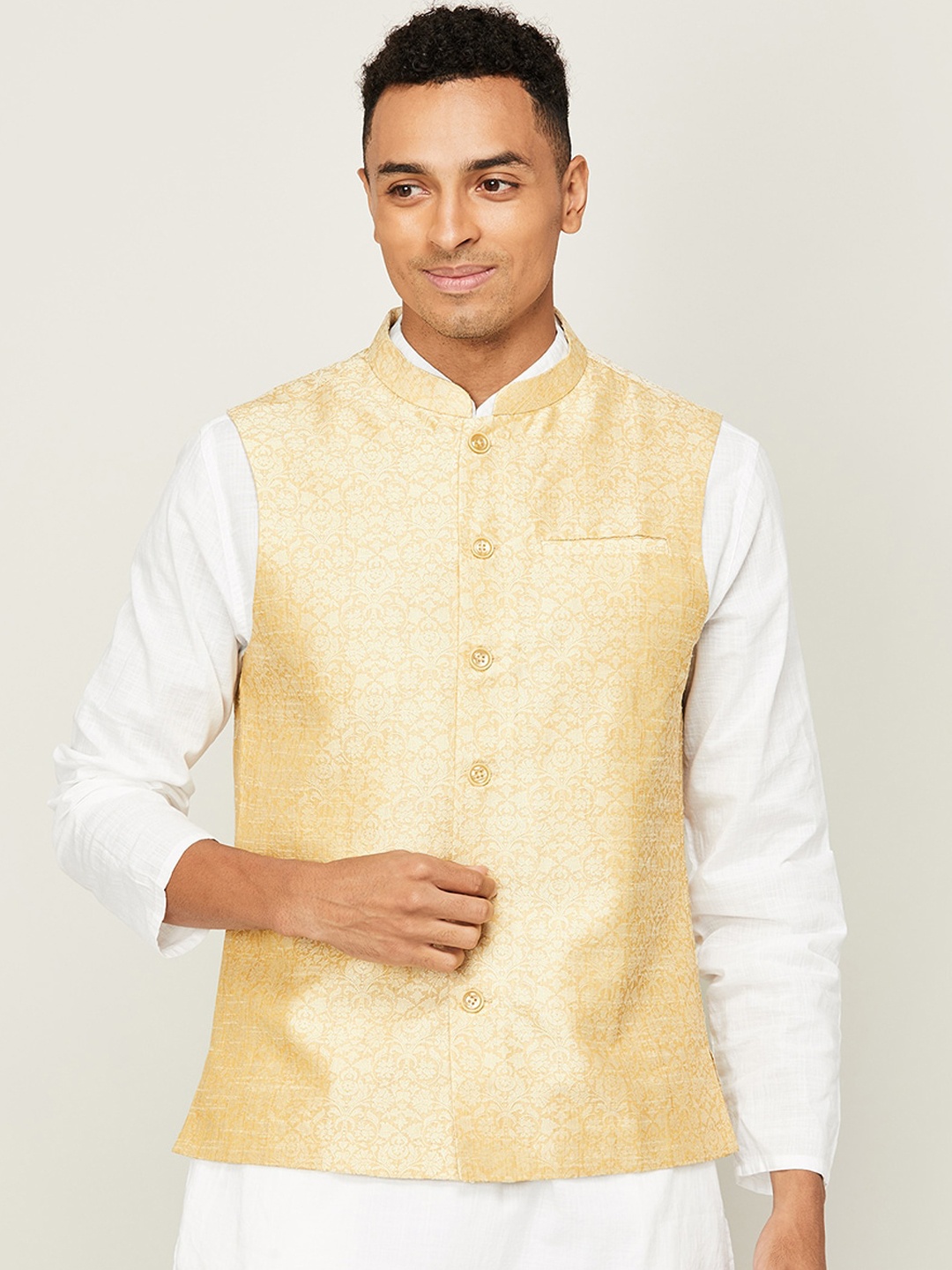 

Melange by Lifestyle Men Tailored Nehru Jacket, Beige