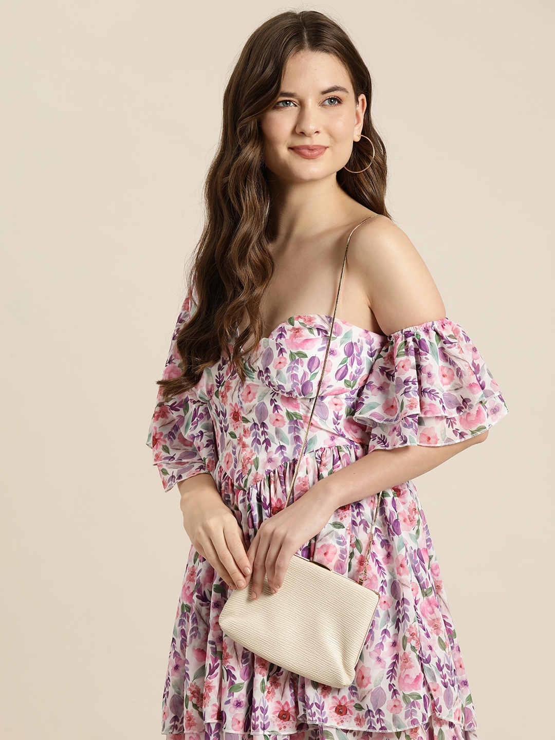 

HERE&NOW Floral Print One Shoulder A-Line Mini Dress, Multi