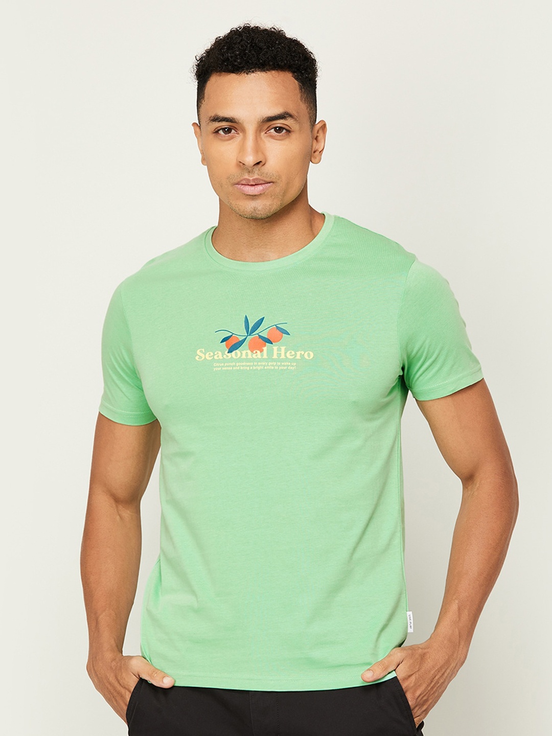 

Fame Forever by Lifestyle Typography Round Neck Cotton T-shirt, Green