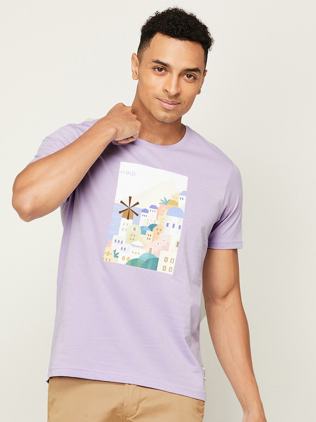 

Fame Forever by Lifestyle Graphic Printed Round Neck Cotton T-shirt, Purple