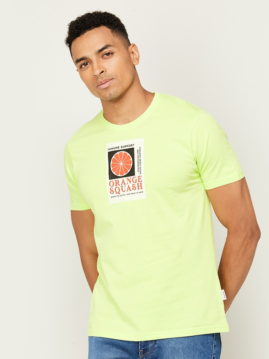 

Fame Forever by Lifestyle Graphic Printed Round Neck Cotton T-shirt, Yellow