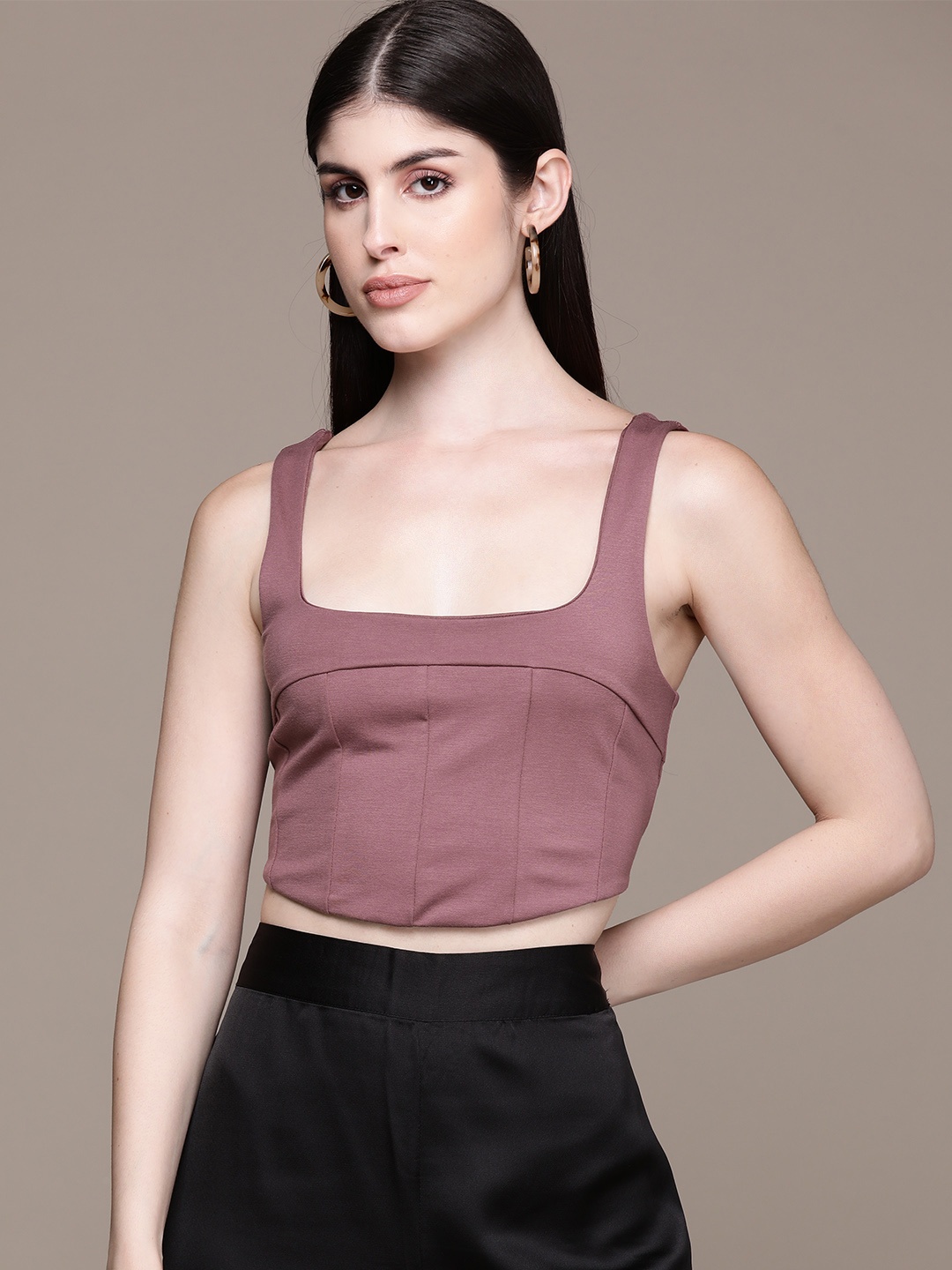 

bebe Mauve Dose of Vitamin Fitted Crop Top
