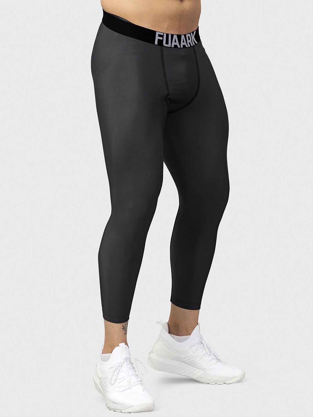 

FUAARK Logo Printed Slim-Fit Ankle-Length Gym Tights, Grey