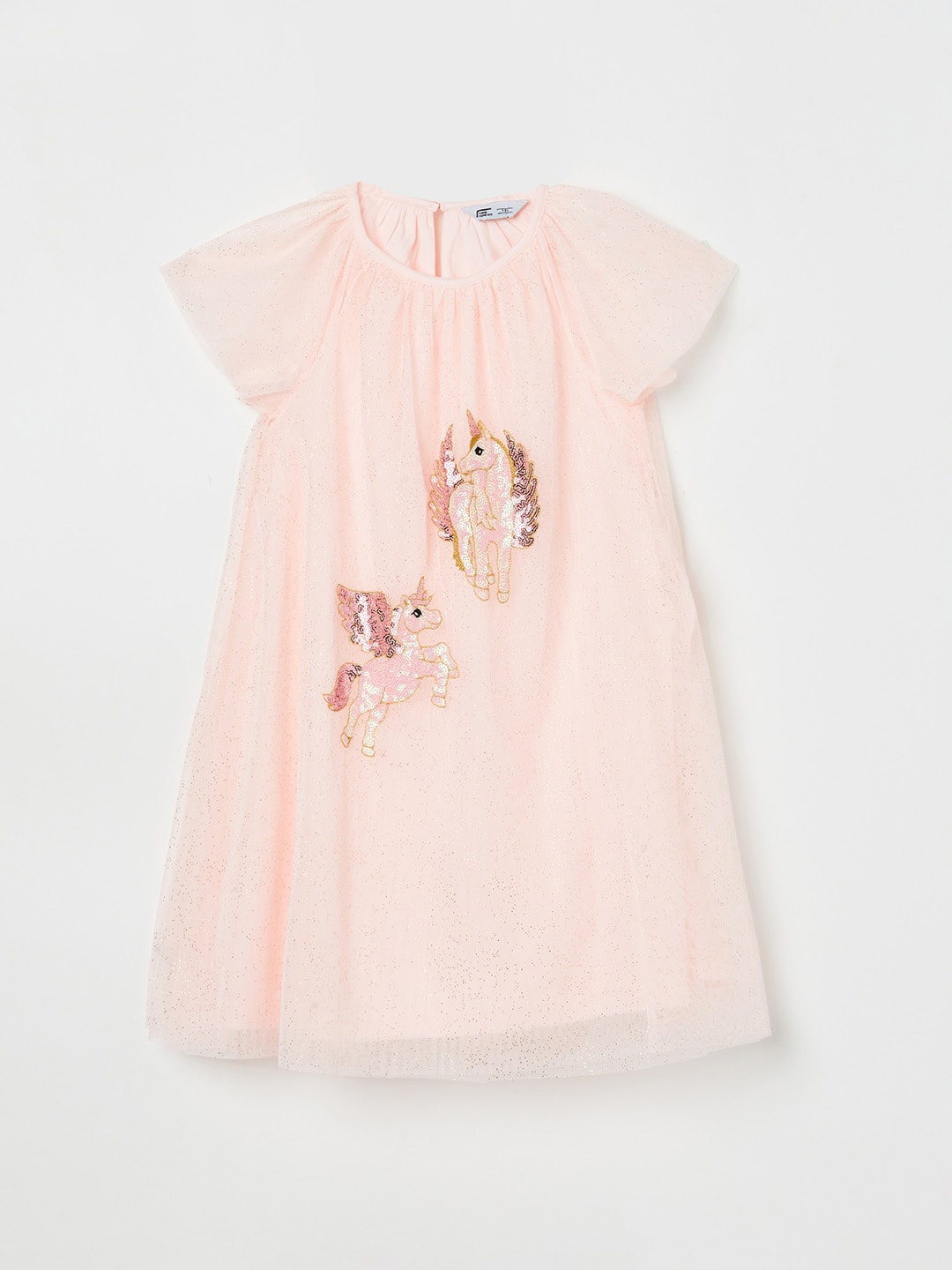 

Fame Forever by Lifestyle Peach-Coloured Embellished A-Line Dress