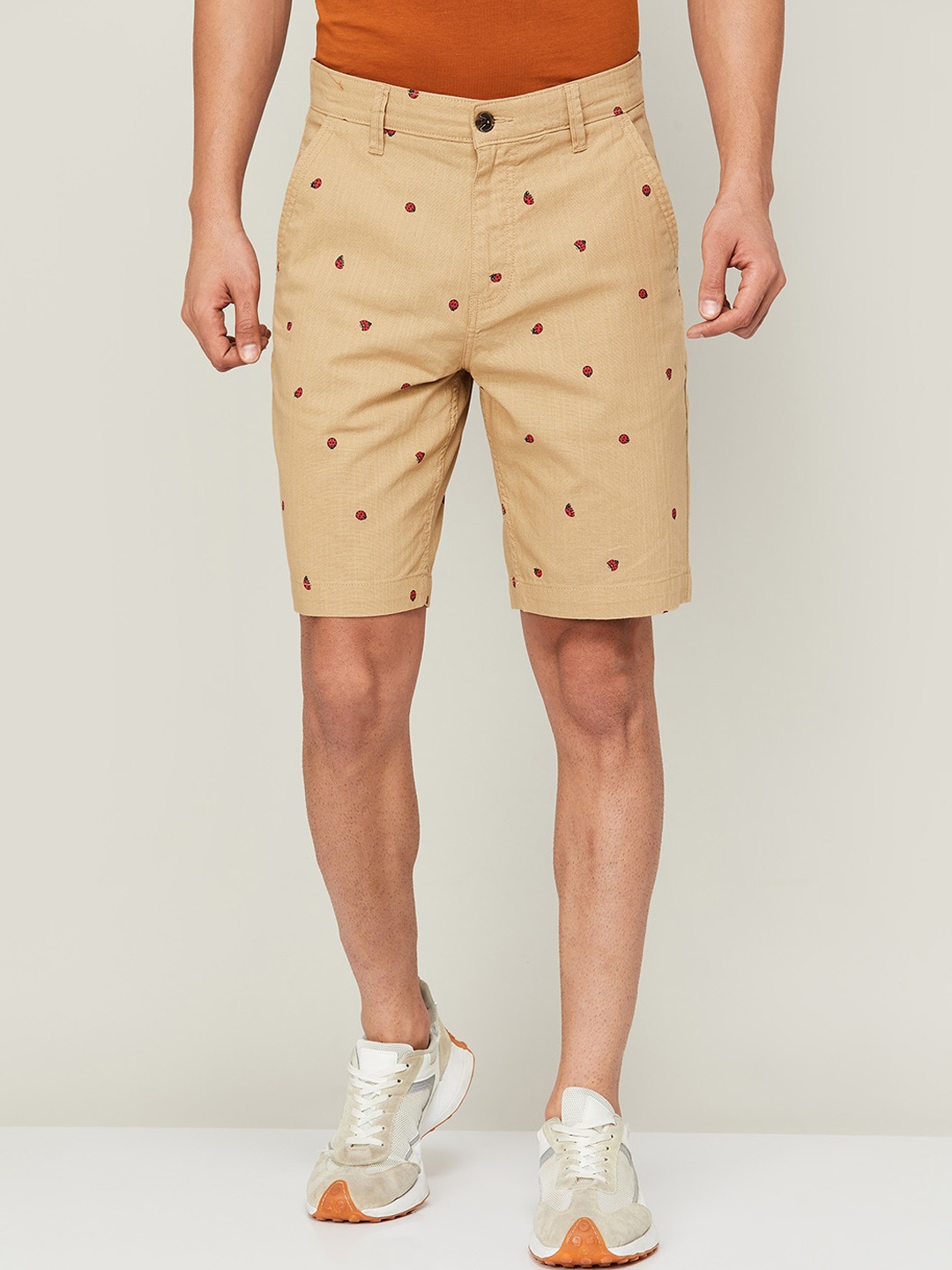 

Fame Forever by Lifestyle Men Conversational Printed Cotton Chino Shorts, Beige