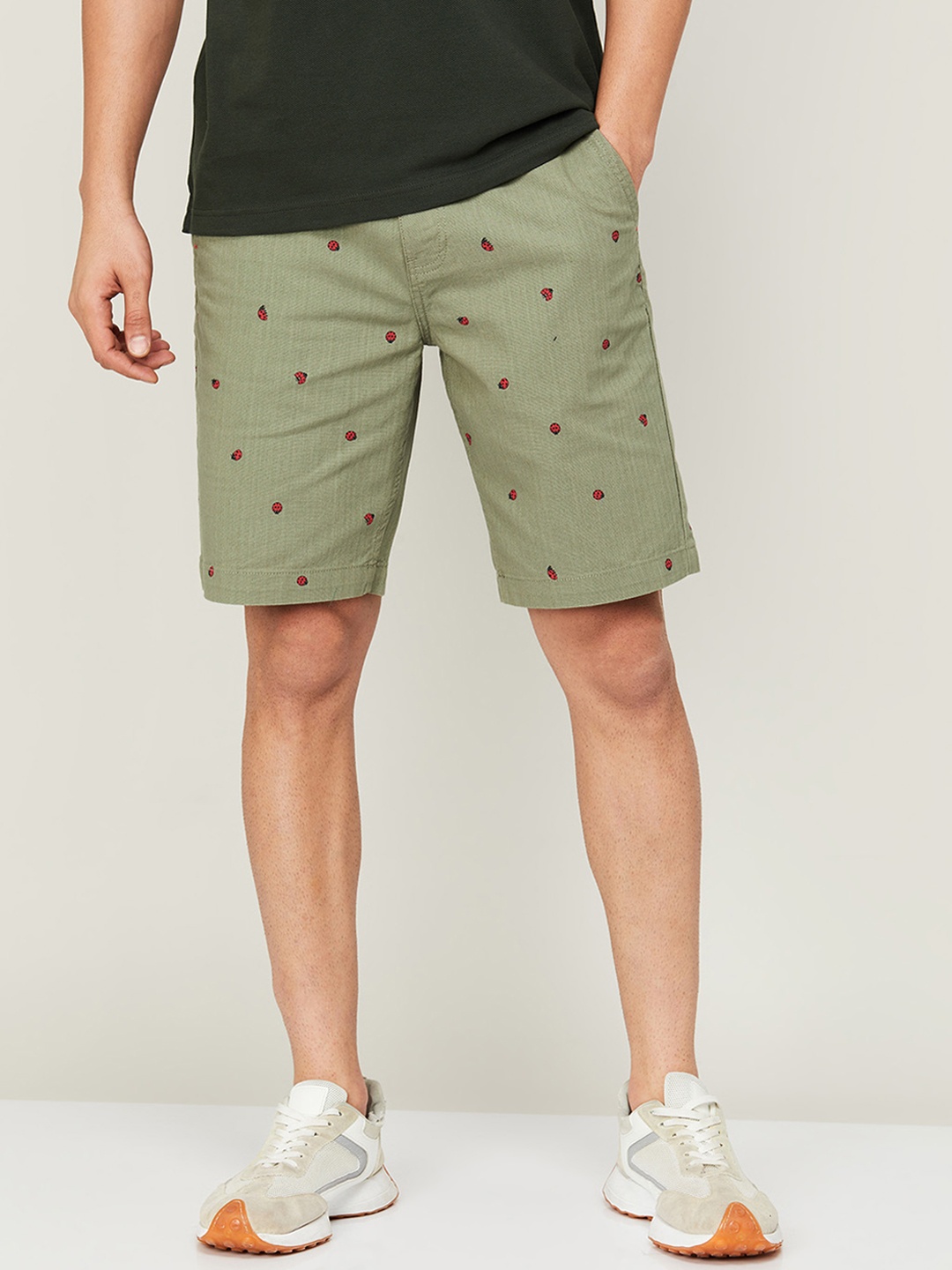 

Fame Forever by Lifestyle Men Conversational Printed Cotton Shorts, Olive