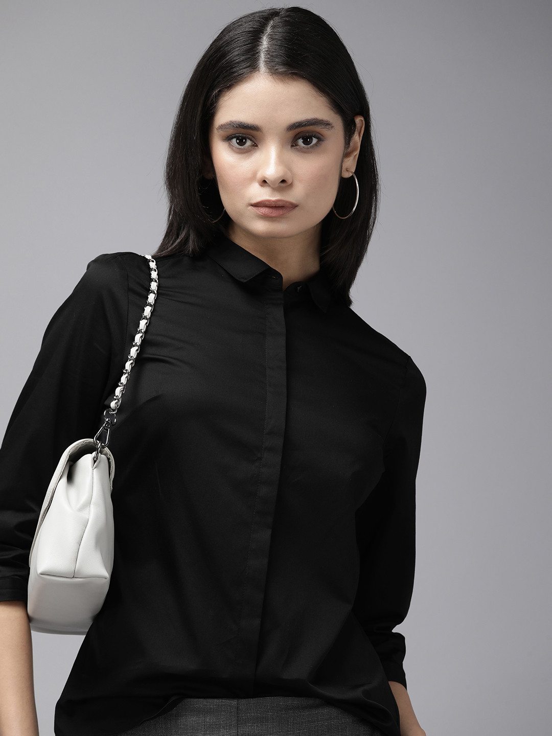 

Van Heusen Woman Pure Cotton Formal Shirt, Black