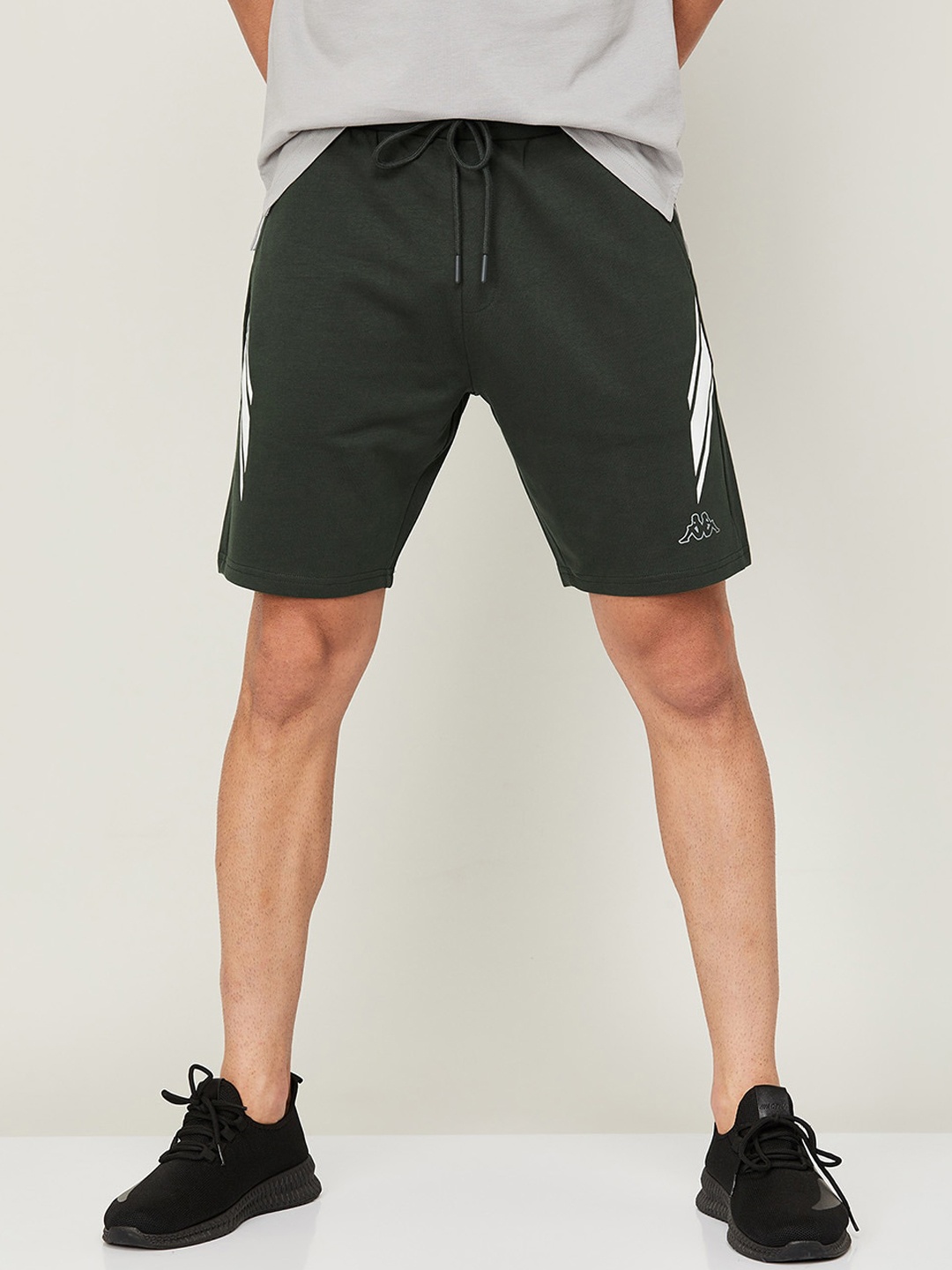 

Kappa Men Mid-Rise Side Striped Sports Shorts, Olive