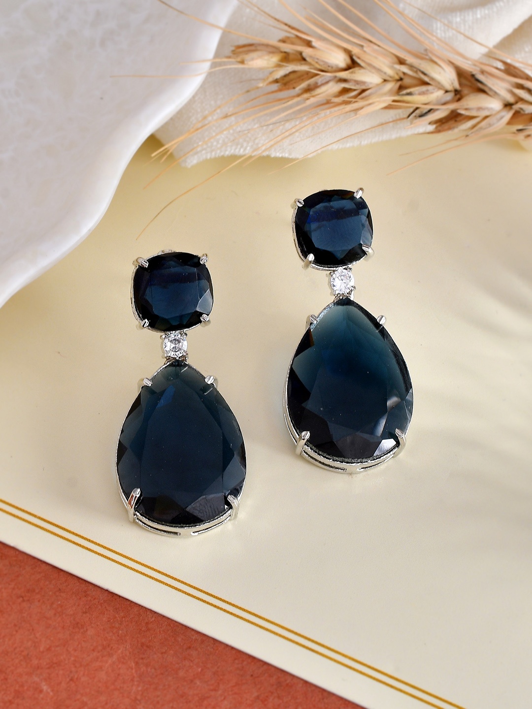 

Silvermerc Designs Silver-Plated Teardrop Shaped Drop Earrings