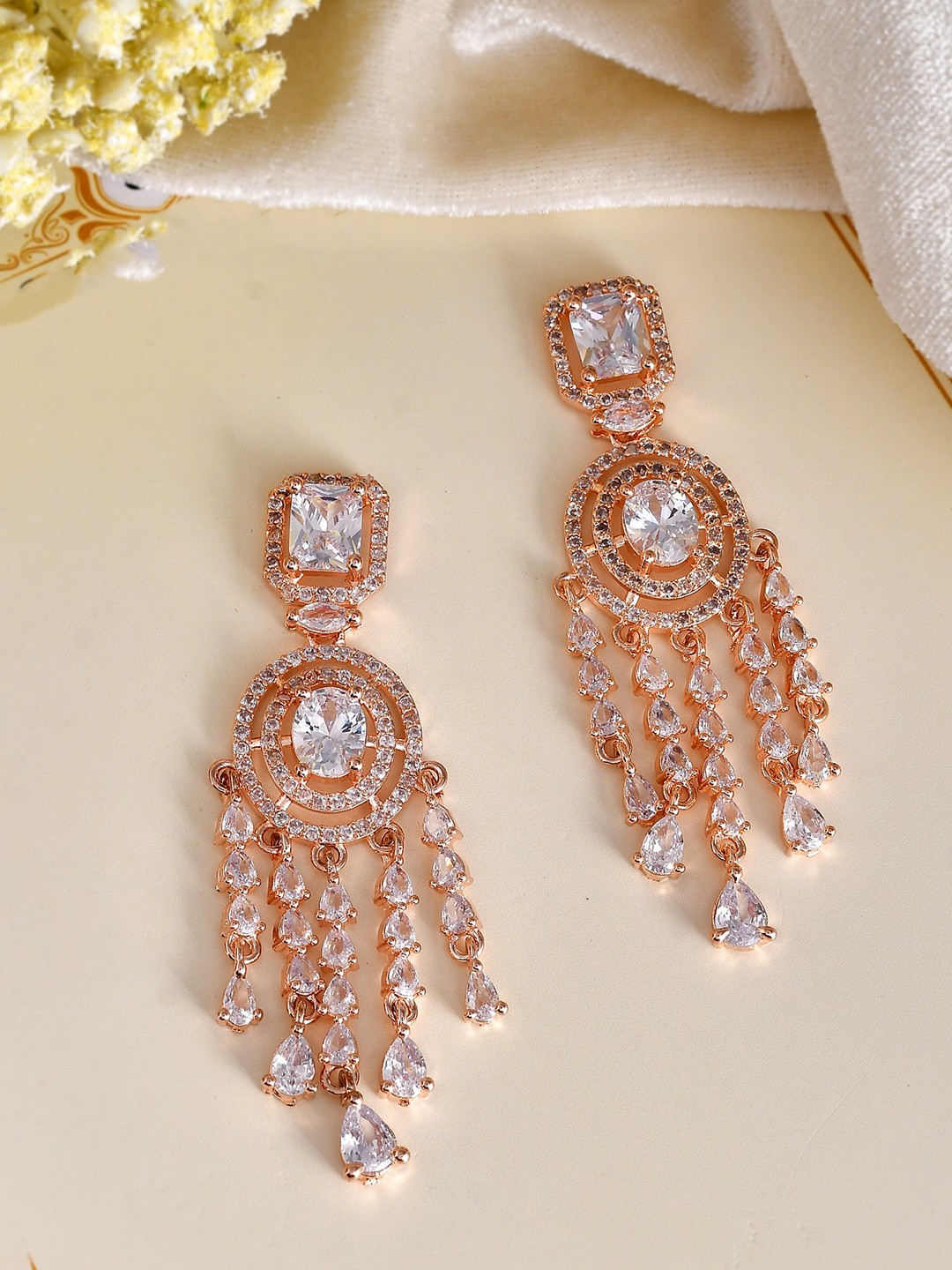 

Silvermerc Designs Rose Gold-Plated Contemporary Drop Earrings