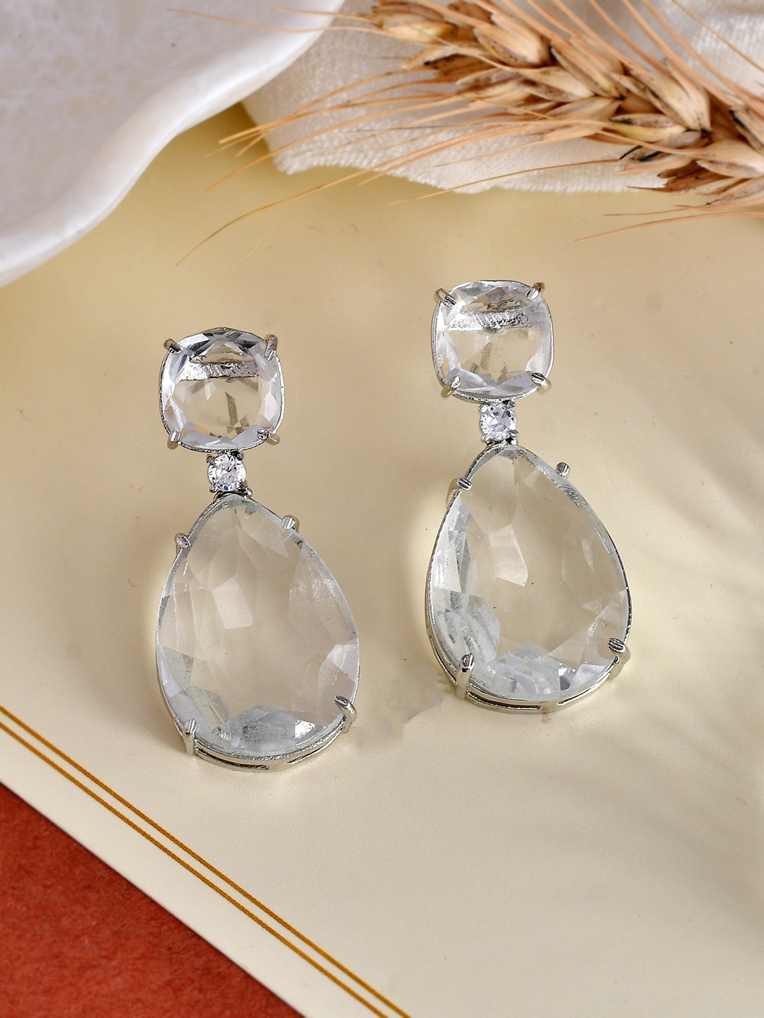 

Silvermerc Designs Silver-Plated Teardrop Shaped Drop Earrings