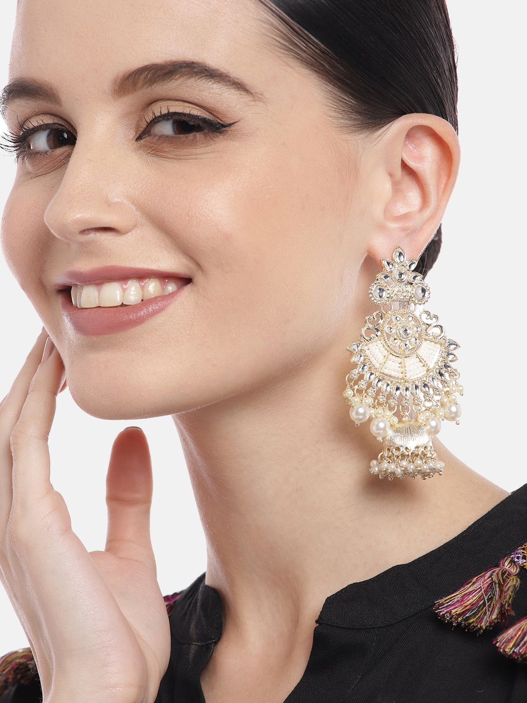 

Aadvik Designs Gold-Plated Contemporary Jhumkas Earrings