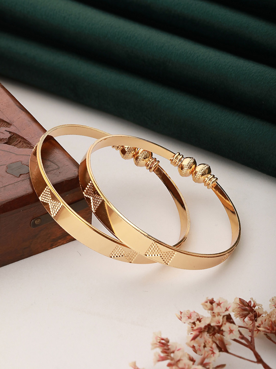 

Aadvik Designs Set Of 2 Gold-Plated Adjustable Bangles