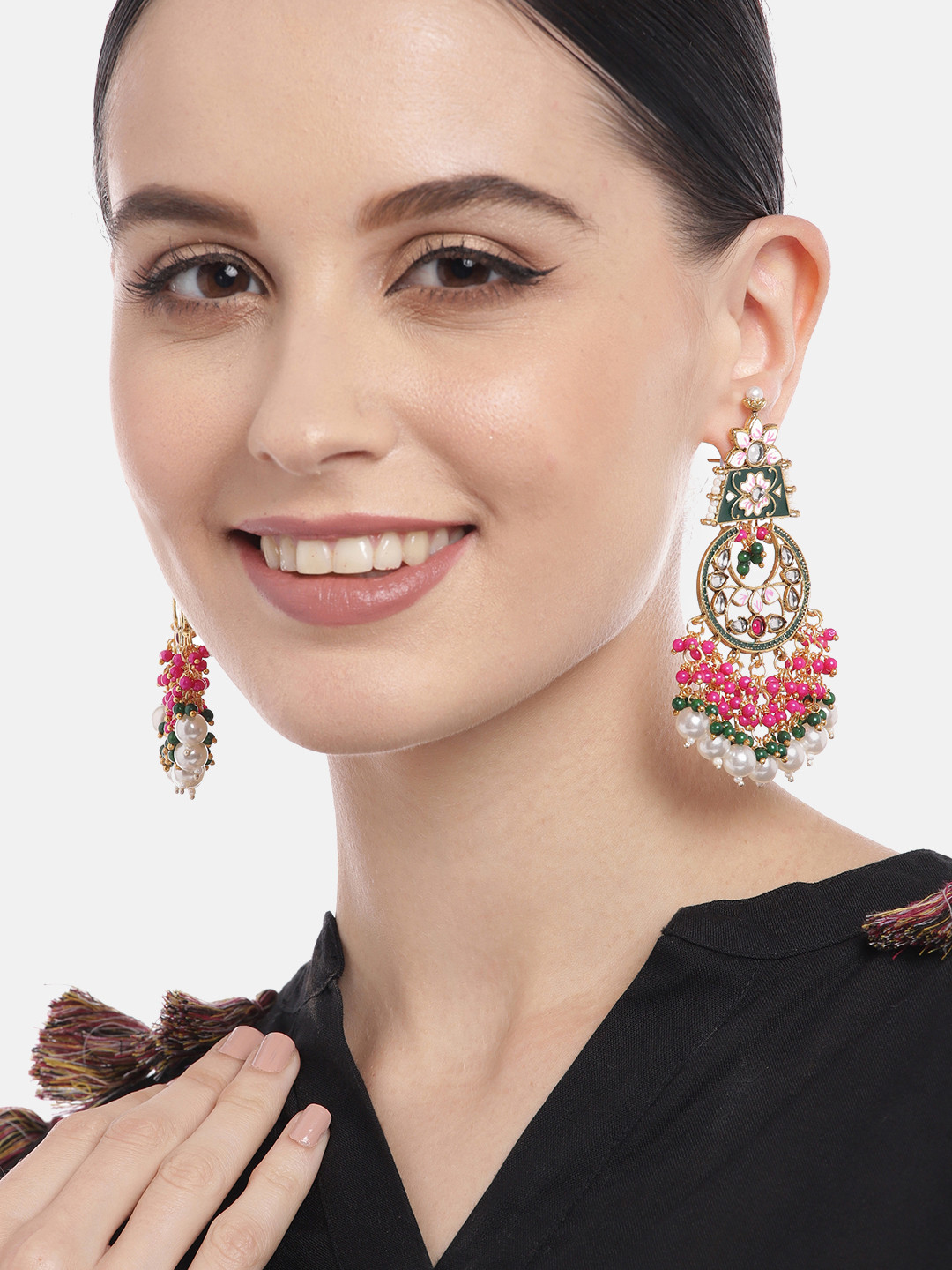 

Aadvik Designs Multicoloured Contemporary Jhumkas Earrings, Multi