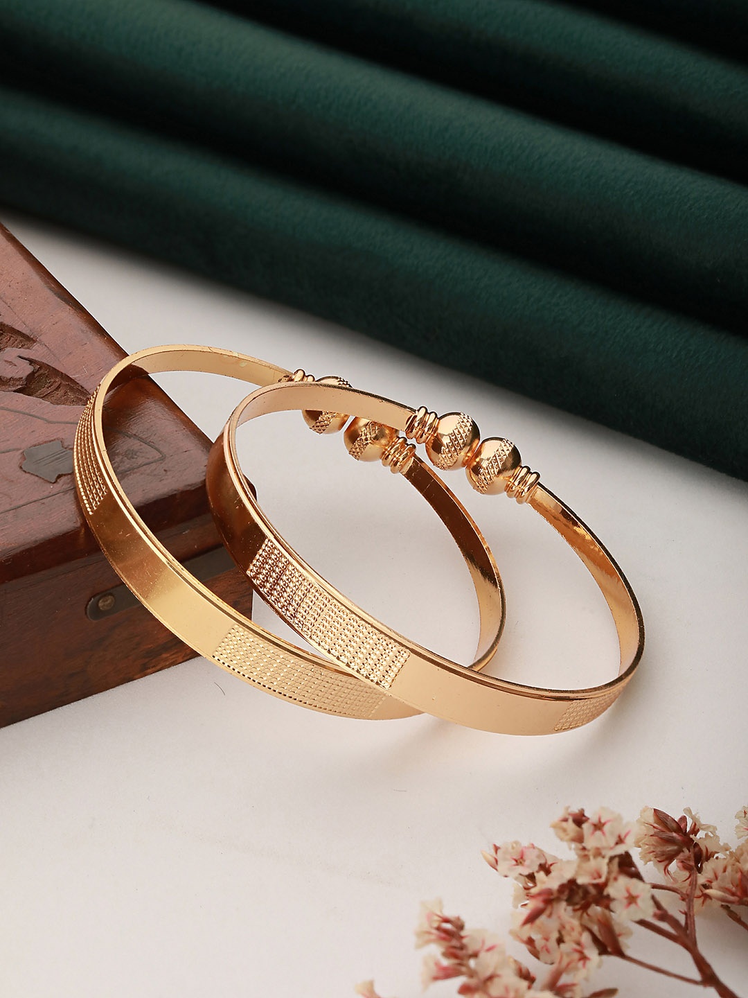 

Aadvik Designs Set Of 2 Gold-Plated Adjustable Bangles
