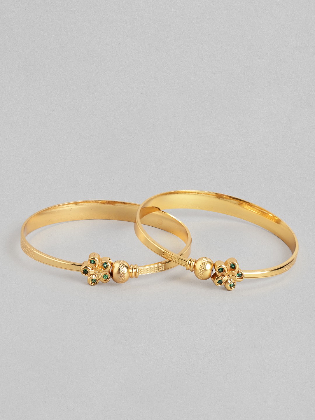 

Aadvik Designs Women Set of 2 Gold-Plated Stone-Studded Adjustable Bangles
