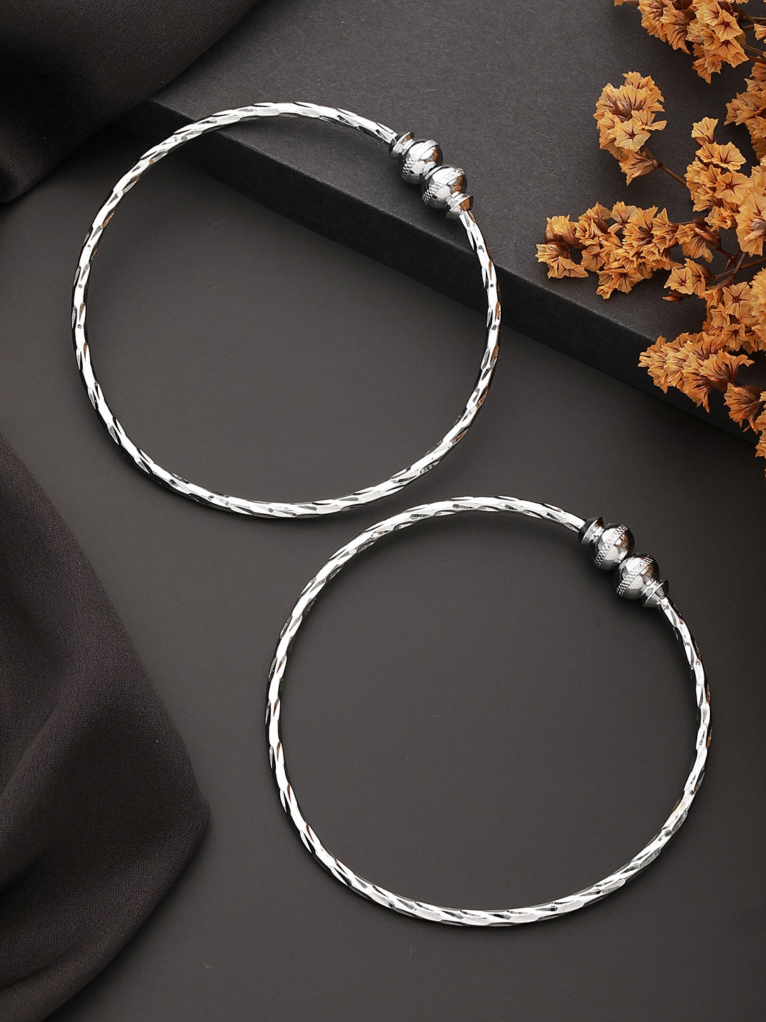 

Aadvik Designs Set Of 2 Silver-Plated Adjustable Bangles