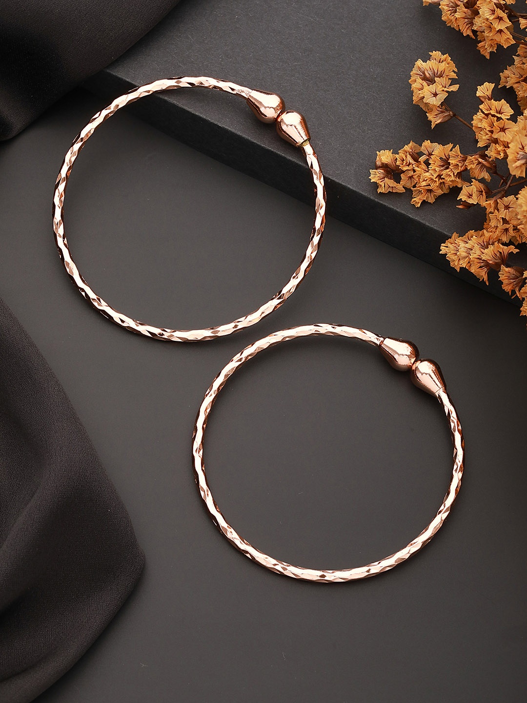 

Aadvik Designs Set Of 2 Rose Gold-Plated Adjustable Bangles